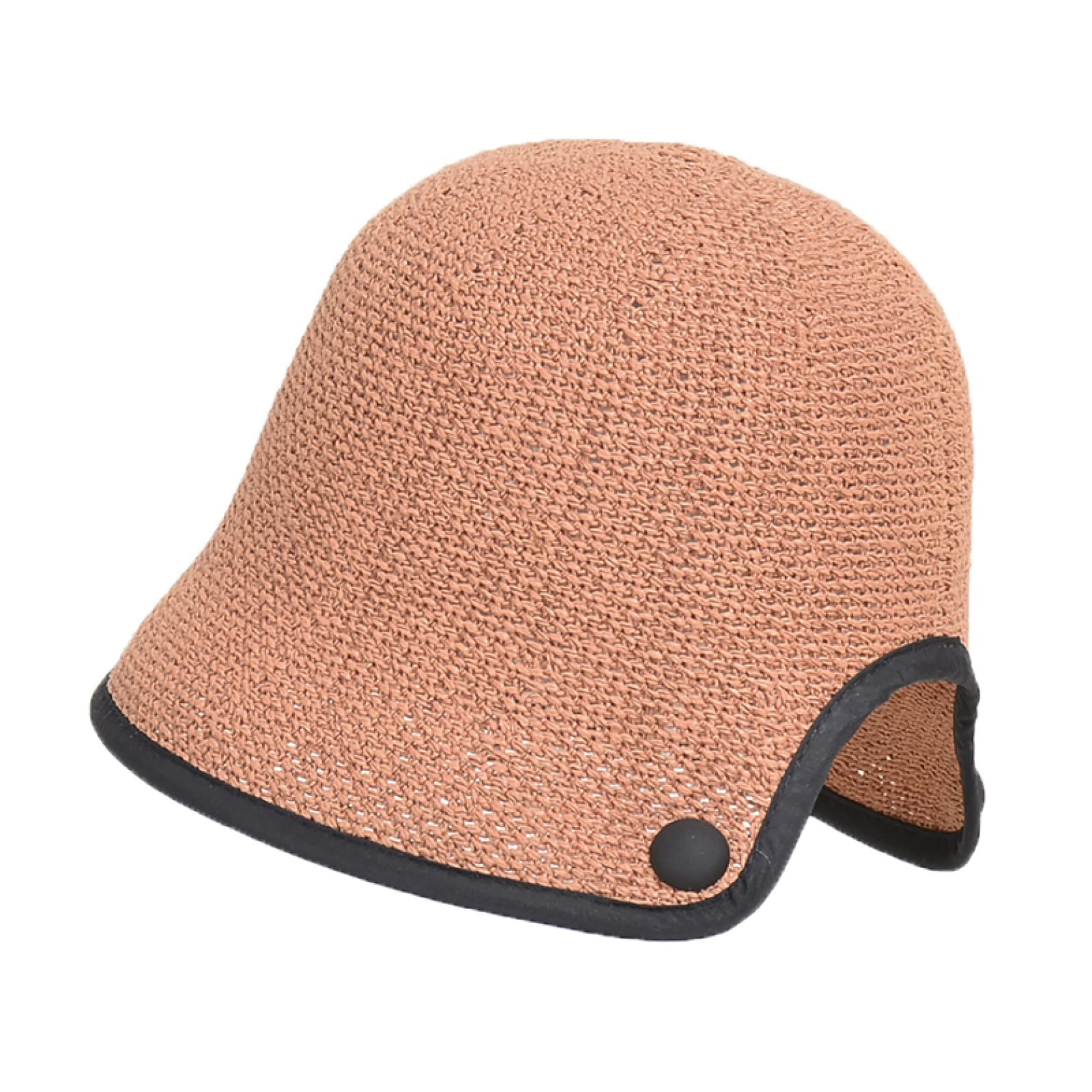 Women's Hand Woven Straw Sun Visor Hat - Korean Style Back Split Bucket Hat for Summer Beach, Outdoor & Travel Sun Protection - Perfect for Vacations, Gardening and Sunny Days
