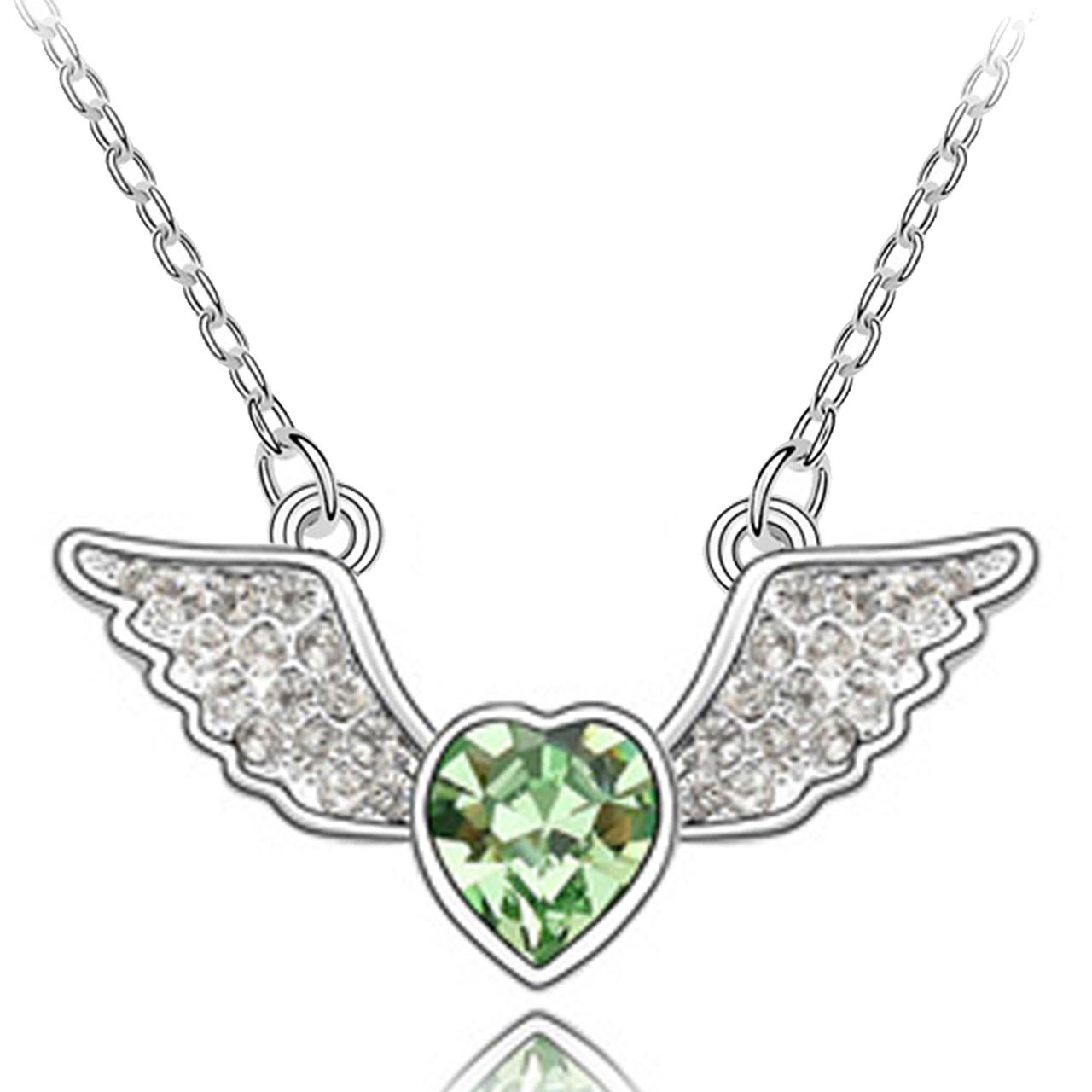 Dahlia Angel Heart Crystal Necklace - Swarovski Rhodium Plated for Elegant Occasions