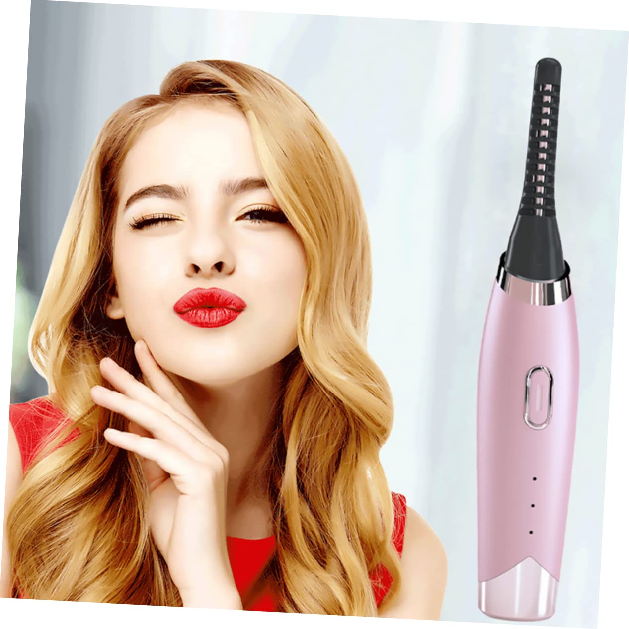 PLAFOPE USB Heated Eyelash Curler with 3 Temperature Settings - Pink ABS Electronic Lash Curling Iron & Brush for Perfect Curled Lashes - Great for Home, Travel, and Professional Makeup Use