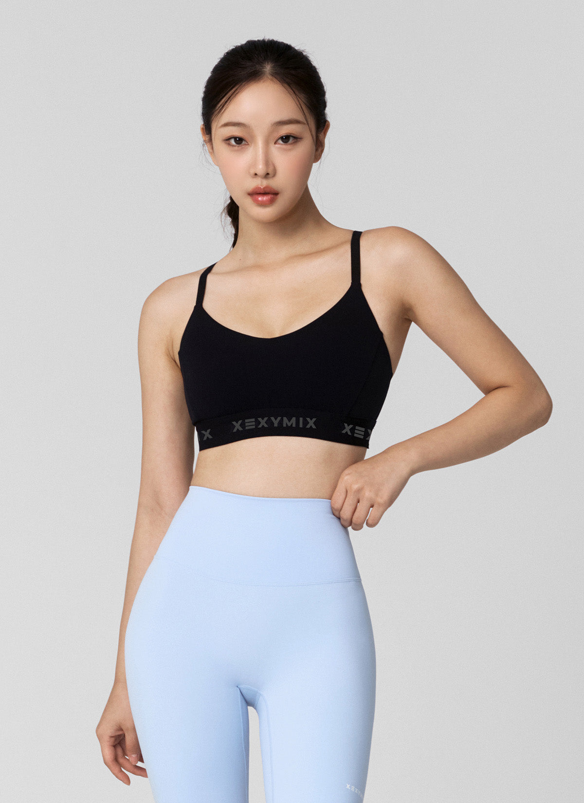 Black Label Signature Power Rise Logo Band Bra Top - High Support Sports Bra for Running, Yoga & Gym Workouts