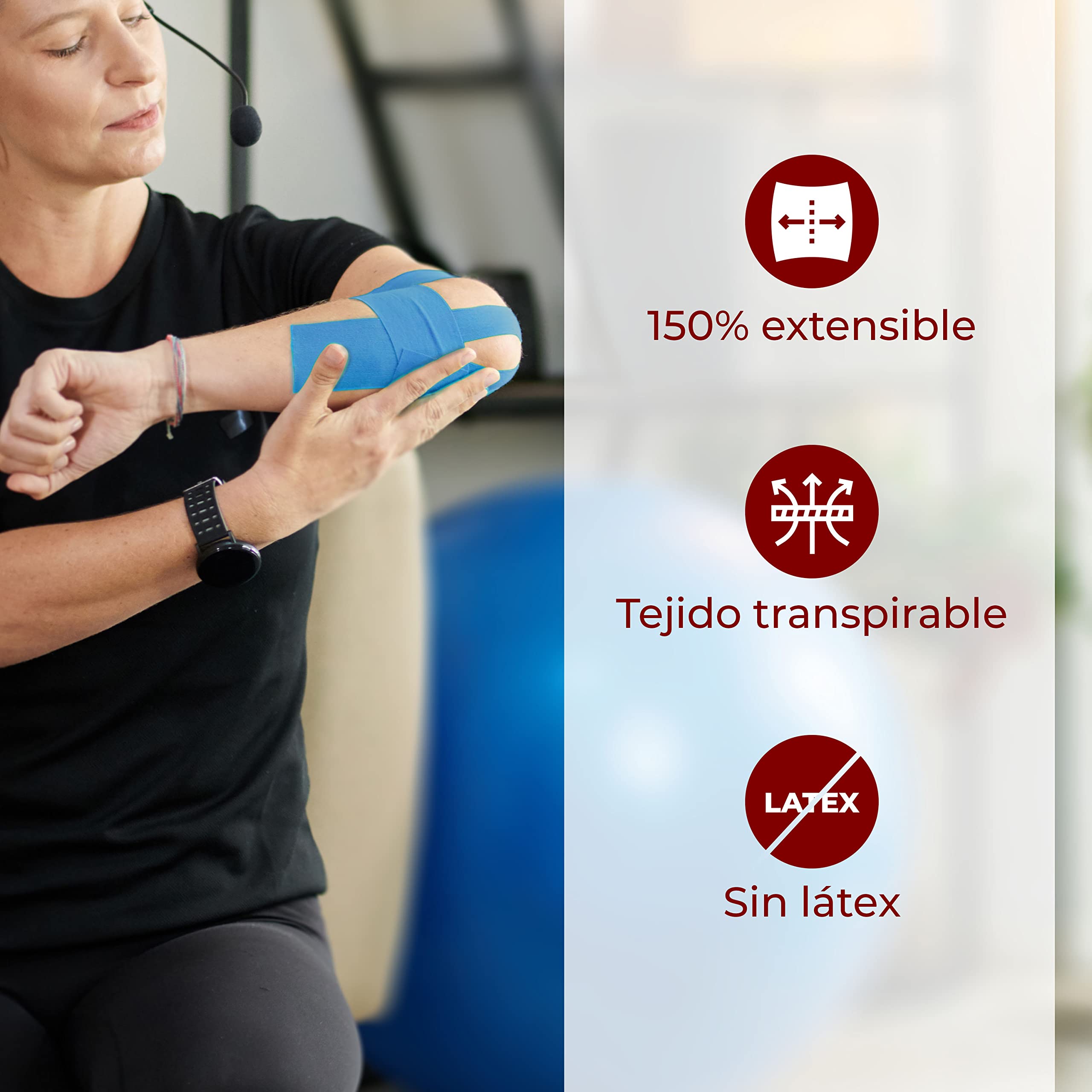 **Effekt Manufaktur Kinesiology Tape - Waterproof & Elastic Physio Tape (16 ft x 2 in, 1 Roll) for Muscle Support, Injury Recovery & Pain Relief - Durable Kinetic Tape for Athletes, Runners & Physical Therapy (Blue)**    **Usage:** Ideal for sports injuries, post-workout recovery, joint stability, and physical therapy sessions.