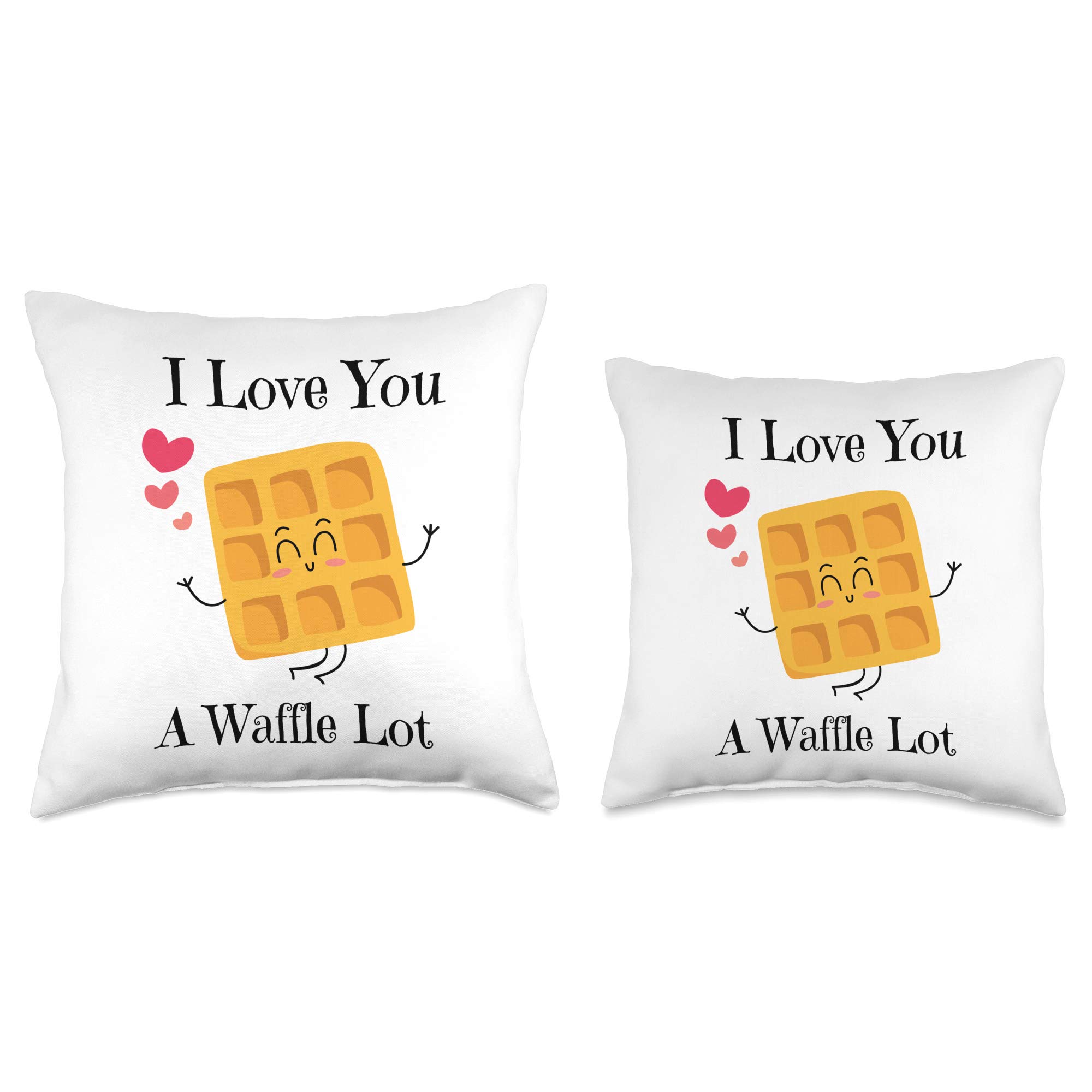 I Love You A Waffle Lot Funny Valentine's Day Throw Pillow - Cute Couples Gift for Anniversary, Wedding & Home Decor - Perfect for Sofa, Bed and Romantic Surprises