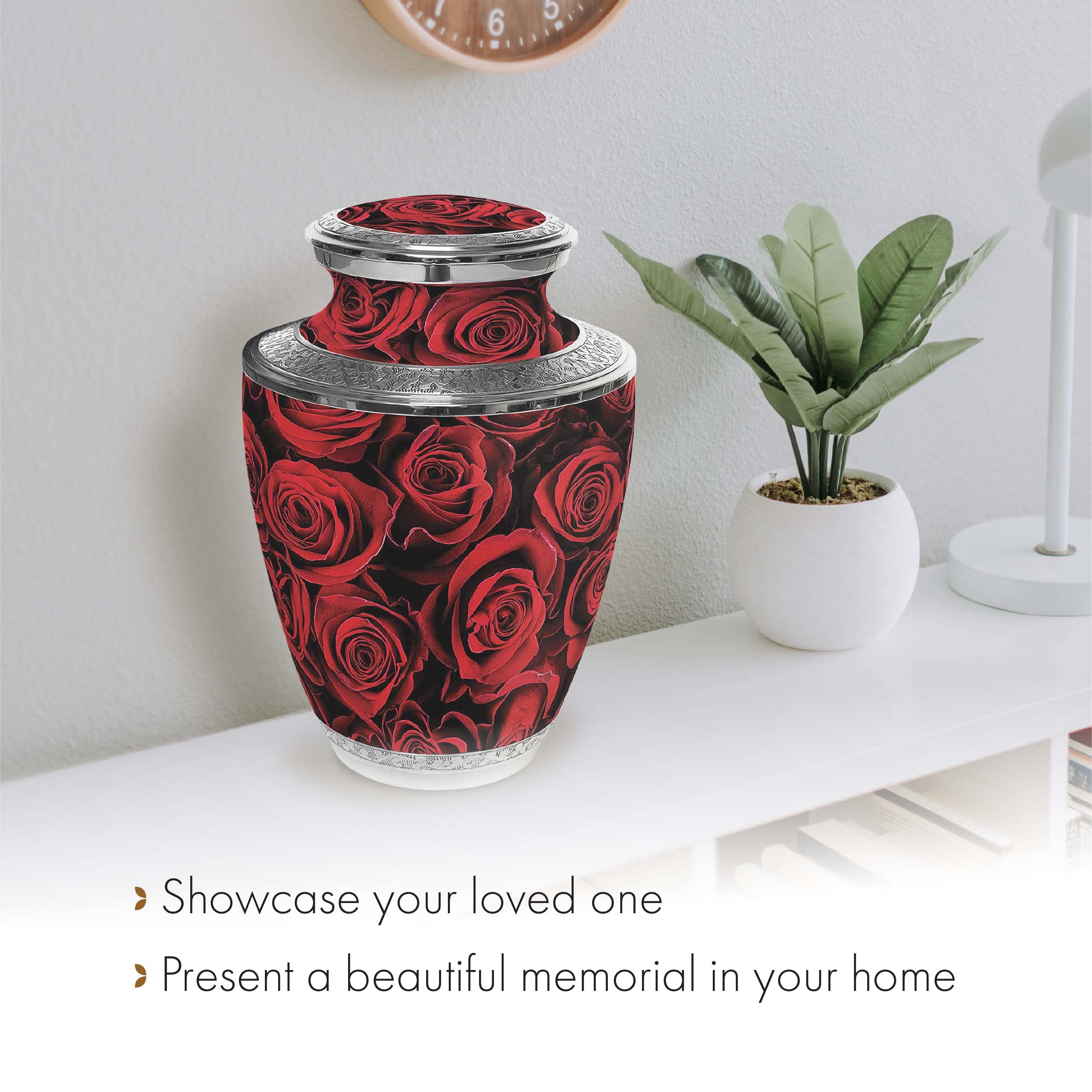 Extra Large Crimson Rose Cremation Urn for Women - Personalized Handcrafted Memorial Urn for Human Ashes - Decorative Adult Female Urn for Home Display, Funeral Services & Memorial Keepsakes