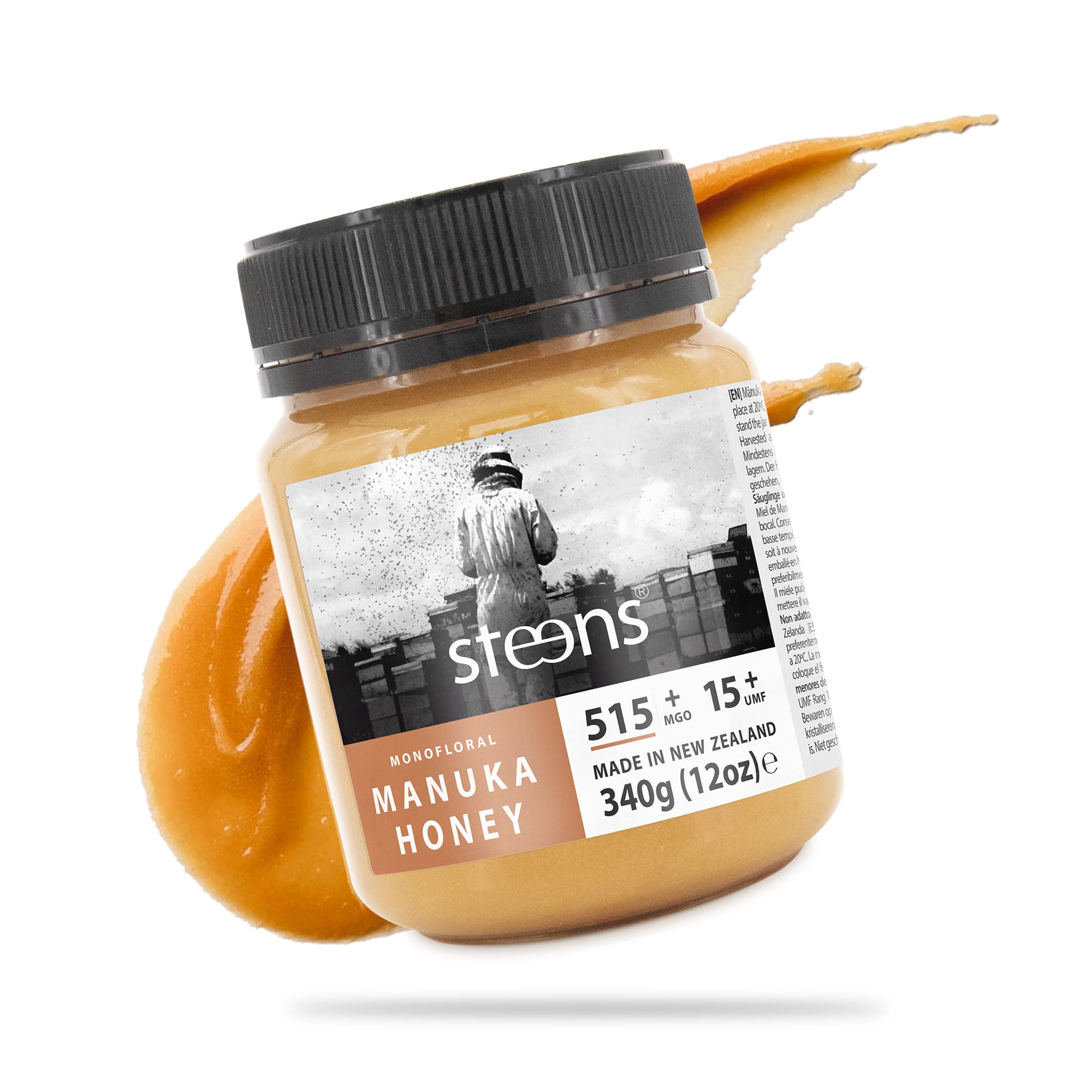 STEENS NZ Beekeeper 15+ MGO Manuka Honey 340g - Raw & Pure New Zealand Honey for Immune Support, Wellness & Daily Nutrition