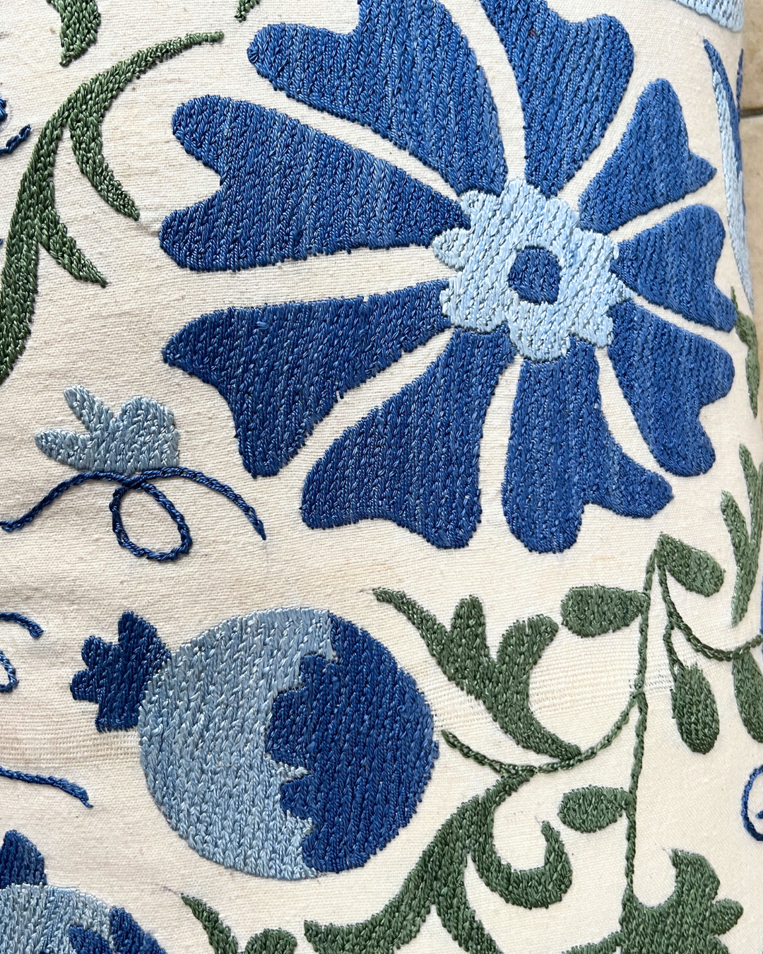 Blue & Green Rectangle Suzani Cushion Cover - Bohemian Home Decor Pillow Case for Sofa, Bed, Chair - Perfect for Living Room, Bedroom & Outdoor Use