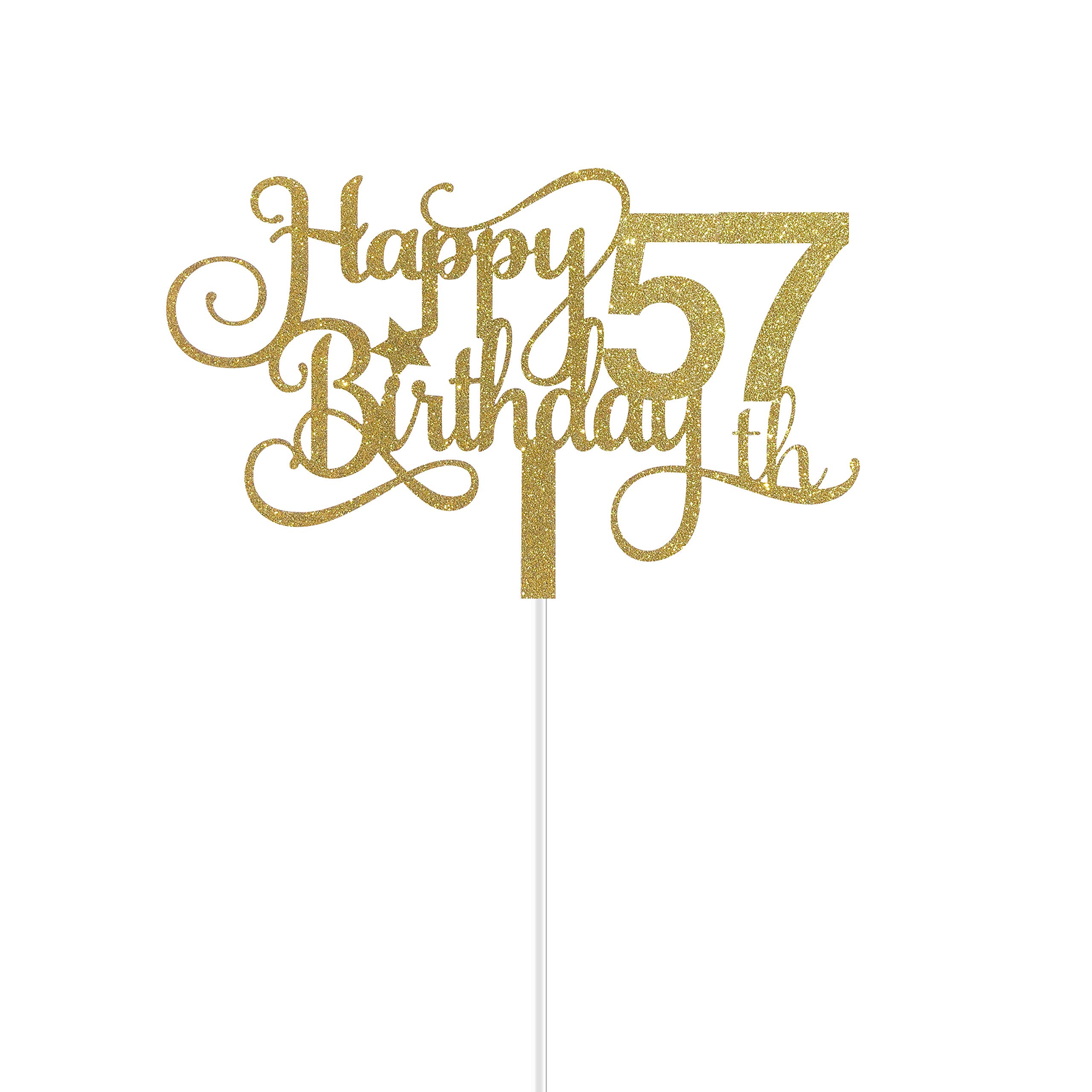 ALPHA K GG 57th Birthday Cake Topper - Happy 57th Birthday Decorations for Cake & Party - Perfect for 57th Birthday Celebrations, Anniversaries, and Retirement Parties