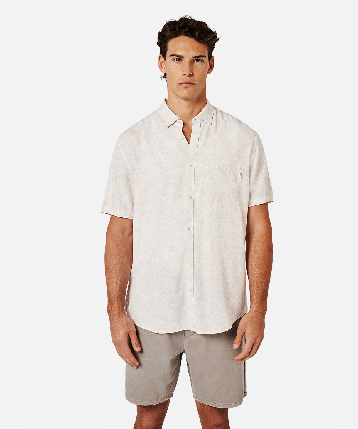 Alicante Short Sleeve Shirt for Men - White & Sage Green Casual Button Down Shirt | Perfect for Summer Outfits, Office Wear & Casual Fridays