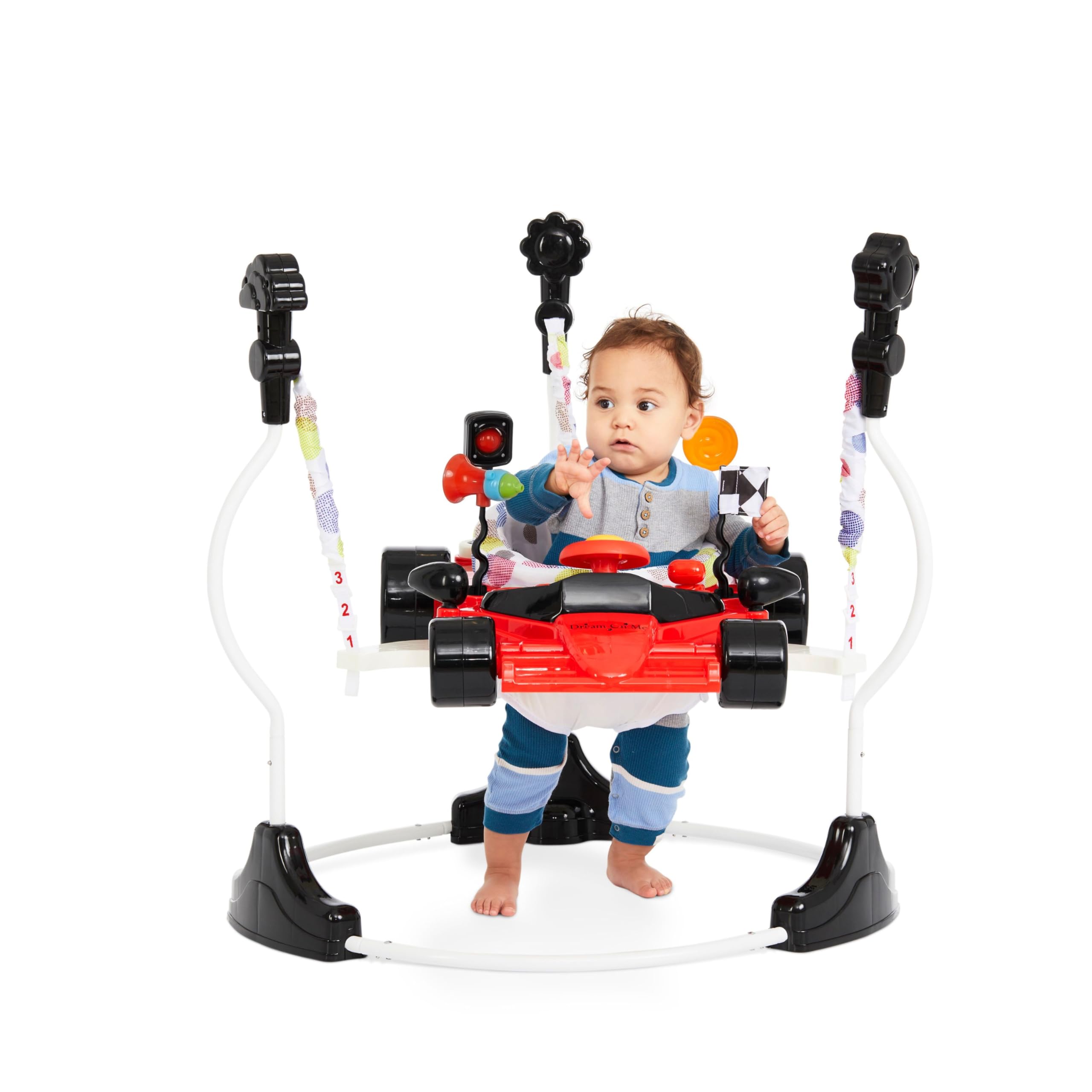 Dream On Me Champ Activity Center & Jumper - Interactive Baby Play Gym with Toys, Bouncer Seat & Music - Red - Perfect for Toddler Development & Indoor Playtime