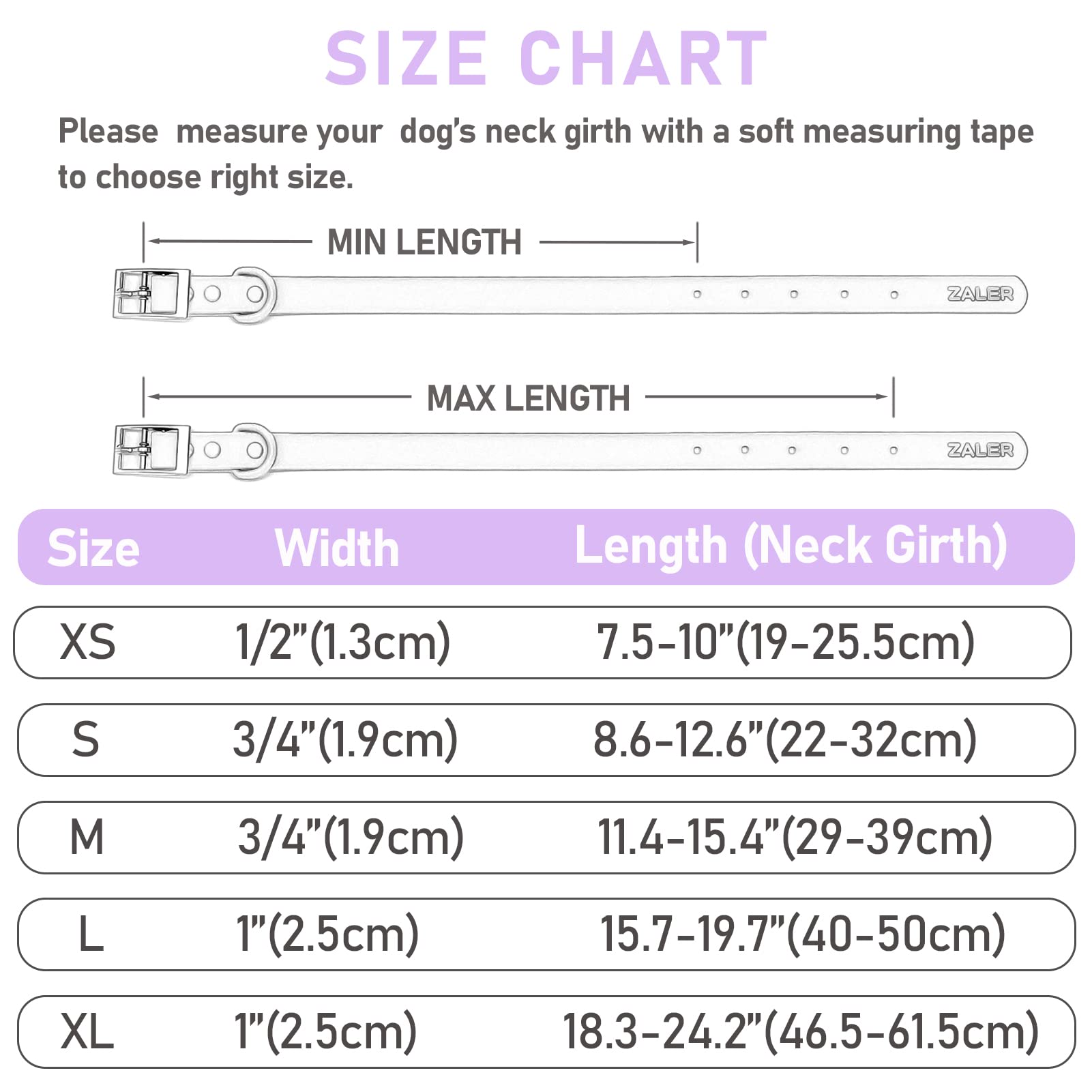Waterproof Dog Collar Adjustable Odor Resistant Pet Collar - Soft Comfortable Collar for Small Medium Large Dogs - Easy Clean Durable Design - Perfect for Outdoor Hiking Swimming Training (Lilac Purple, XL 18.3-24.2