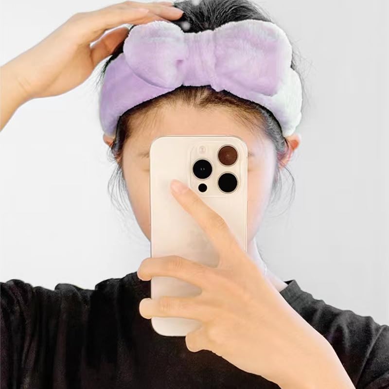 Women's Spa Headband & Wristband Set - Soft Purple Face Washing Headband for Skincare, Makeup & Hair Care - Perfect for Facial Cleansing, Beauty Routines & At-Home Spa Days