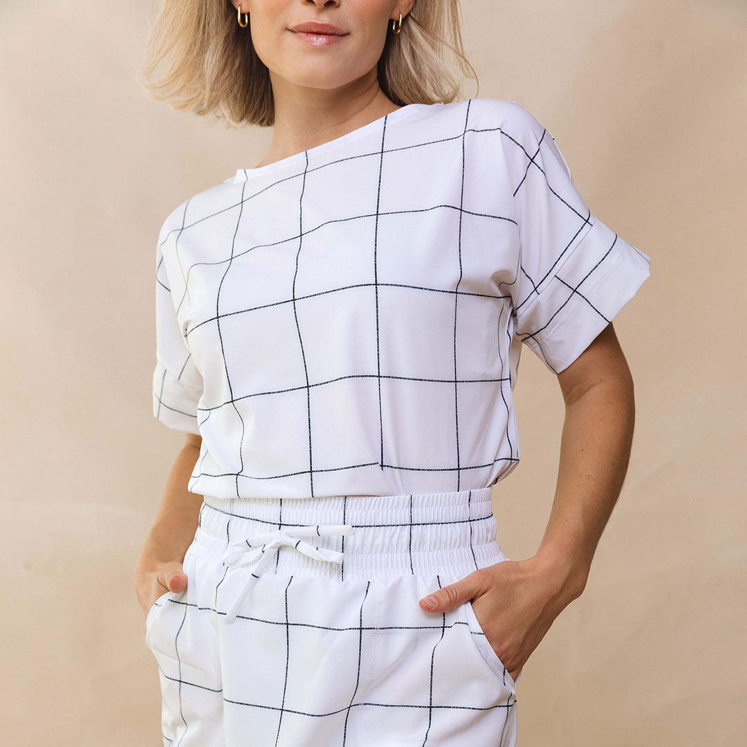 Boss Tee - Classic White Windowpane Pattern Men's Casual Shirt | Perfect for Office Wear, Business Casual & Everyday Outfits