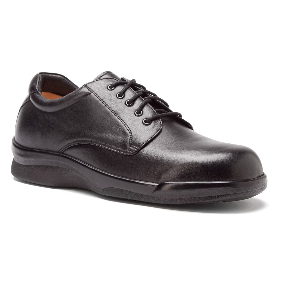Apex Ambulator Men's Classic Oxford Dress Shoes - Black Leather, Size 11.5 Wide - Comfortable & Stylish for Business, Office & Formal Occasions