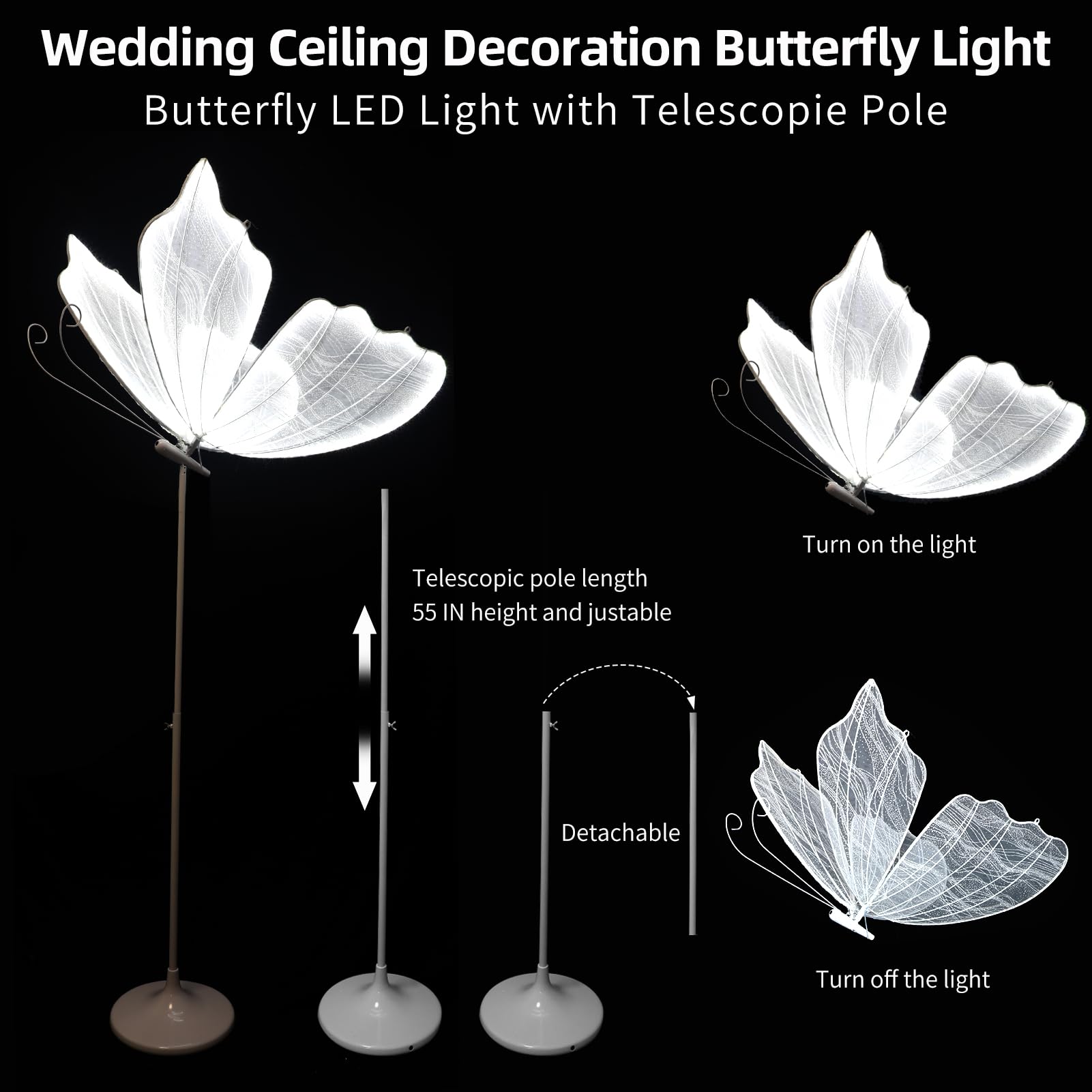 Elegant Butterfly Floor Lamp & Ceiling Lamp - Romantic Wedding Decorations for Ceremony, Party, and Events - Perfect for Indoor & Outdoor Wedding Venues