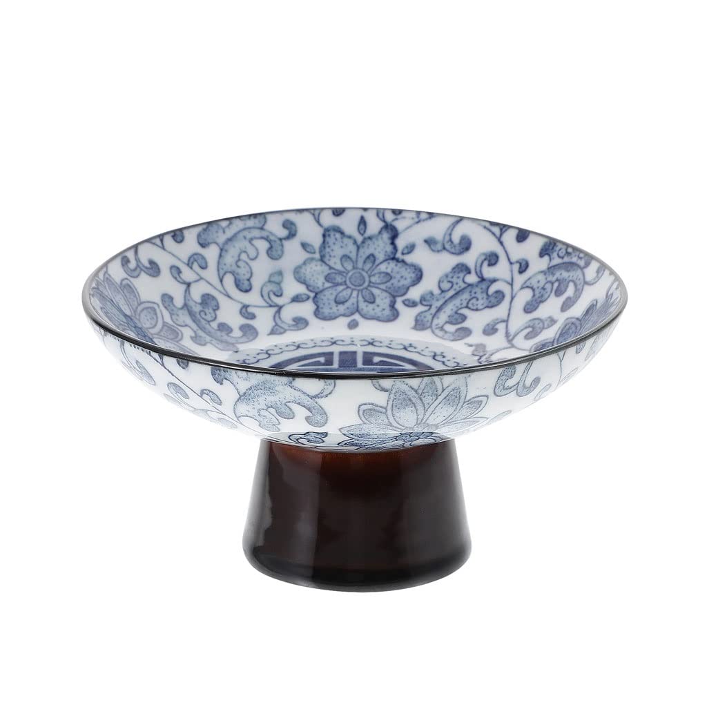 Vintage Ceramic Pedestal Serving Plate - Elegant High Foot Fruit Dish, Snack Tray for Desserts, Dim Sum & Party Appetizers | Durable Food Container for Home Dining, Tea Parties & Entertaining (Color A, One Size)