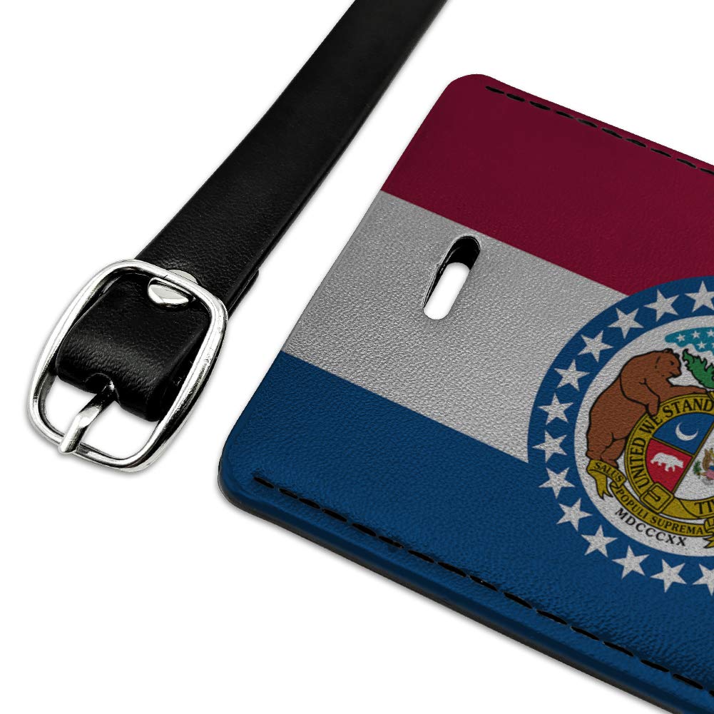 Missouri State Flag Leather Luggage Tag - Rectangle ID Card Holder for Suitcase & Carry-On Bags | Perfect for Travel Identification & Personalized Gift