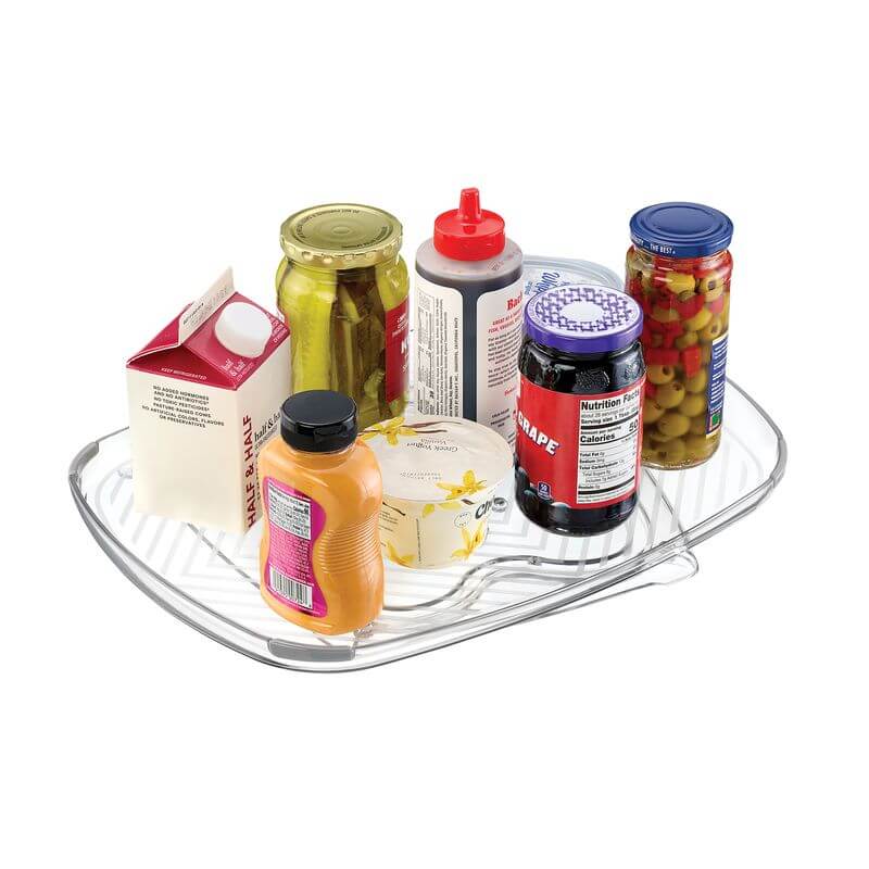 360° Rotating Rectangular Fridge Organizer Turntable - Space Saving Lazy Susan for Refrigerator, Pantry & Kitchen Storage (Great for Condiments, Jars & Snacks)
