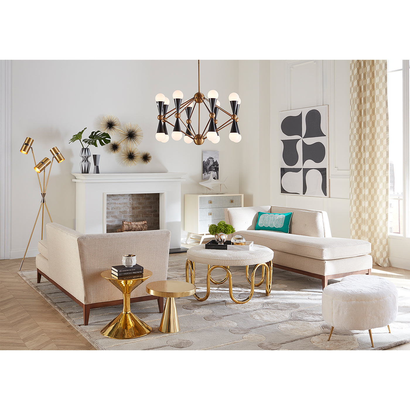 Kidney Shaped Ottoman - Modern Upholstered Footrest Stool for Living Room, Bedroom & Office - Soft and Comfortable Home Decor Furniture