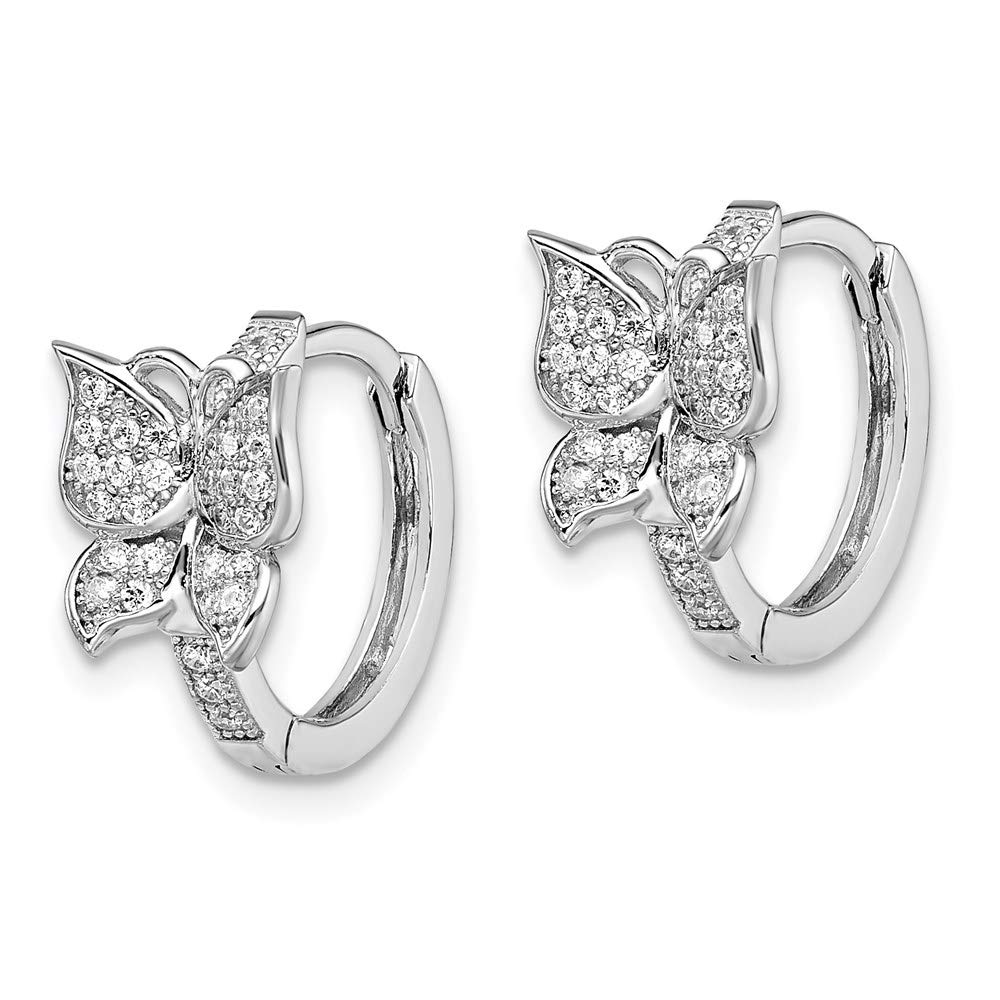 925 Sterling Silver Cubic Zirconia Butterfly Hoop Earrings for Women - Elegant Fine Jewelry Gift for Her - Perfect for Weddings, Parties & Everyday Wear