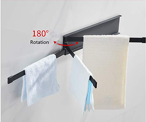 No Drill Swing Towel Holder - 3 Arm Wall Mounted Bathroom Towel Rack, Space Saving Folding Towel Bar for Hand & Kitchen Towels - Perfect for Home, Hotel, Dorm (Easy Installation, Rustproof) | Organize Bathrooms, Kitchens & Small Spaces