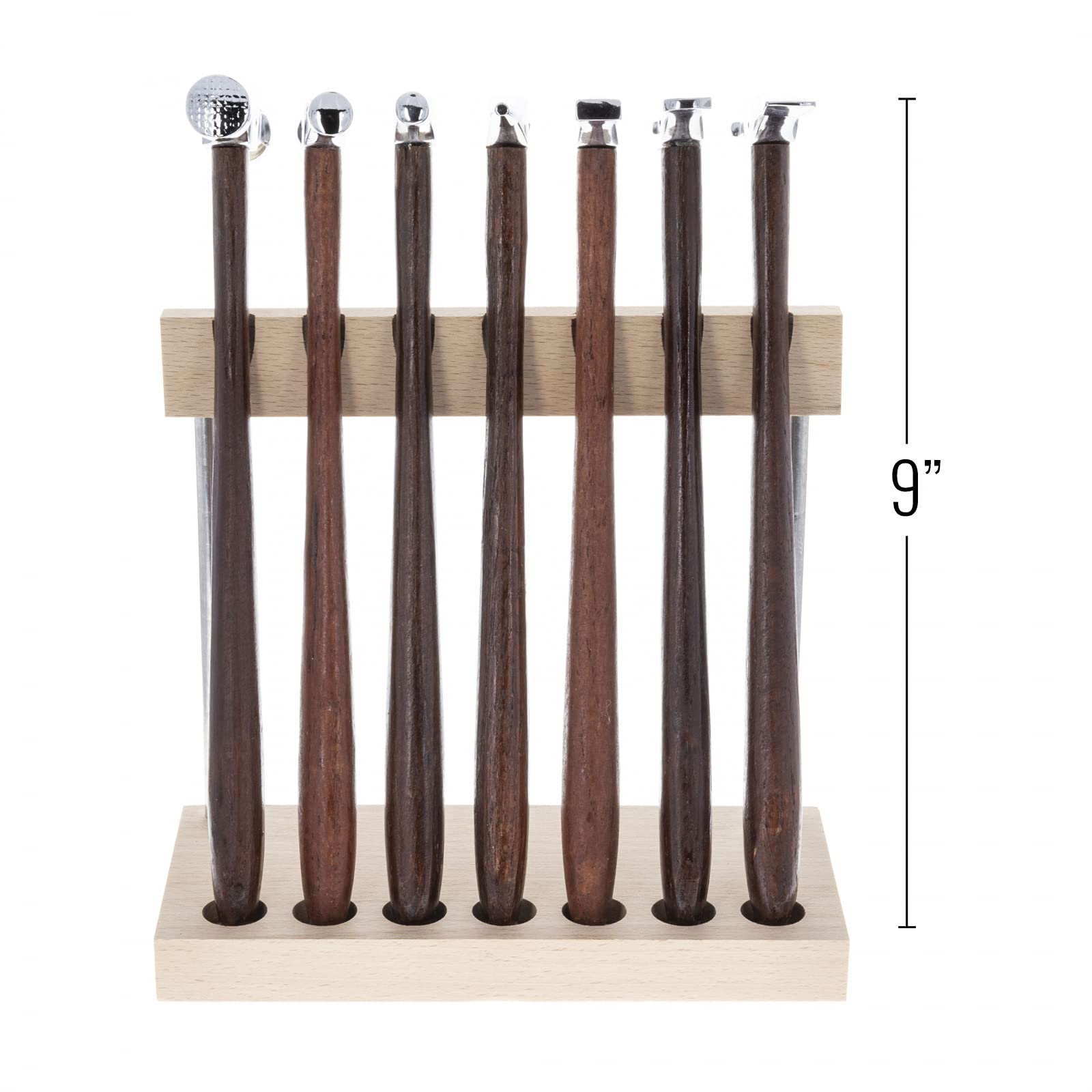 7-Piece Professional Double-Ended Jewelry Hammer Set with Display Stand - Premium Artisan Jewelry Making Tools for Goldsmiths, Silversmiths & DIY Crafters - Perfect for Metal Forming, Texturing & Stone Setting