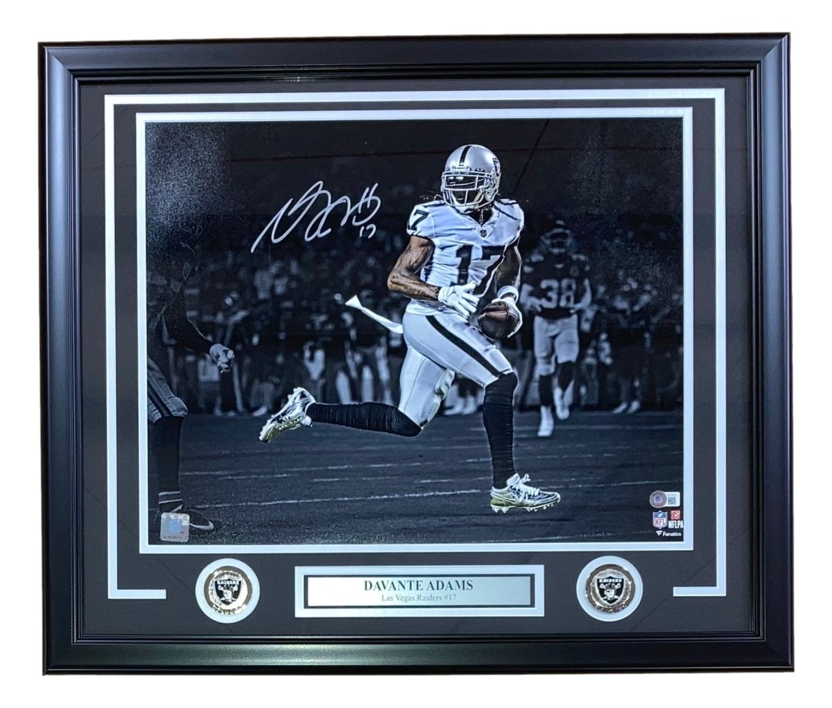 Davante Adams Autographed Las Vegas Raiders White Jersey 16x20 Framed Photo - Limited Edition Collectible for Sports Memorabilia & Man Cave Decor