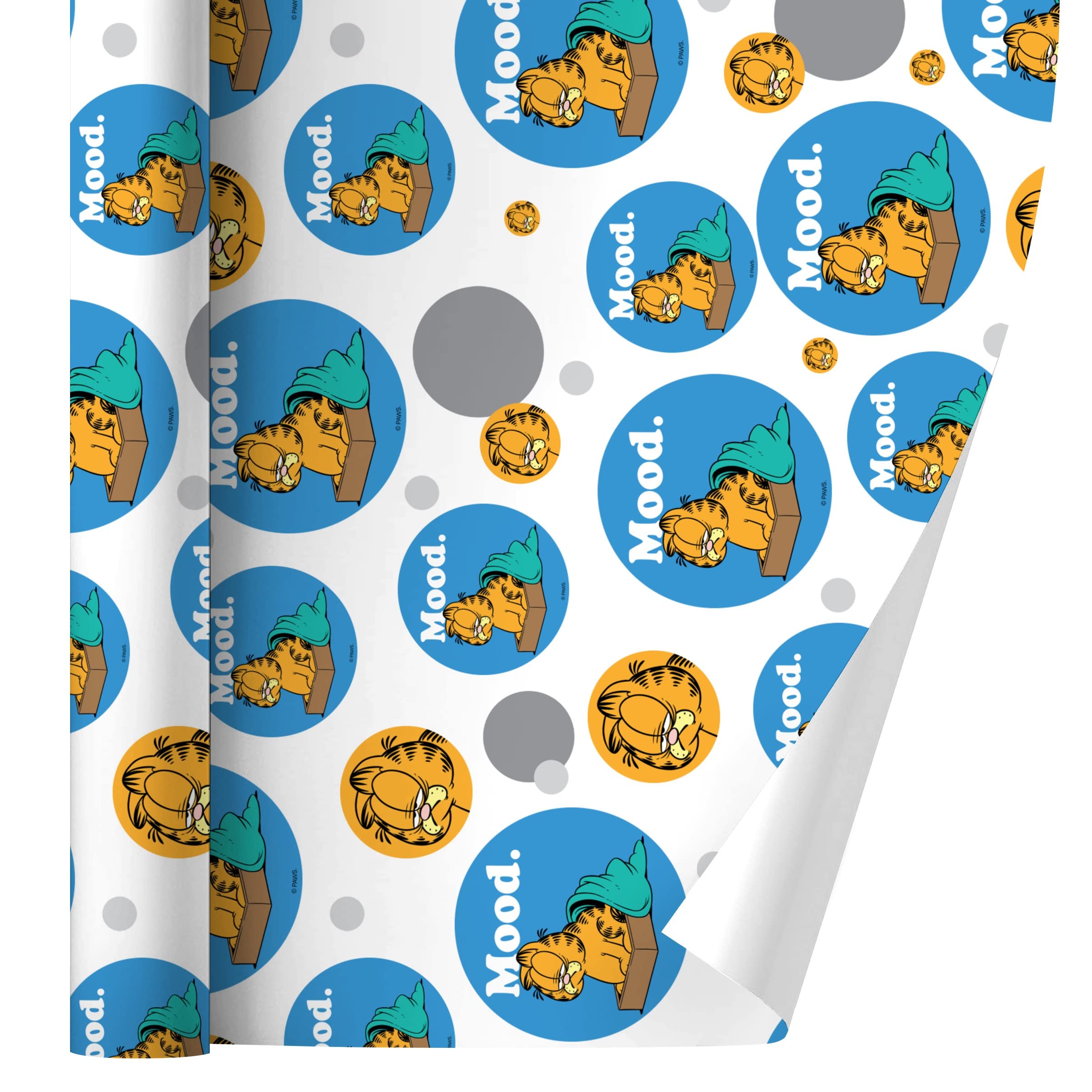Garfield Mood Gift Wrap Wrapping Paper Roll - Fun Cartoon Design for Birthday, Christmas & Holiday Presents - Perfect for Party Decorations & Gift Packaging