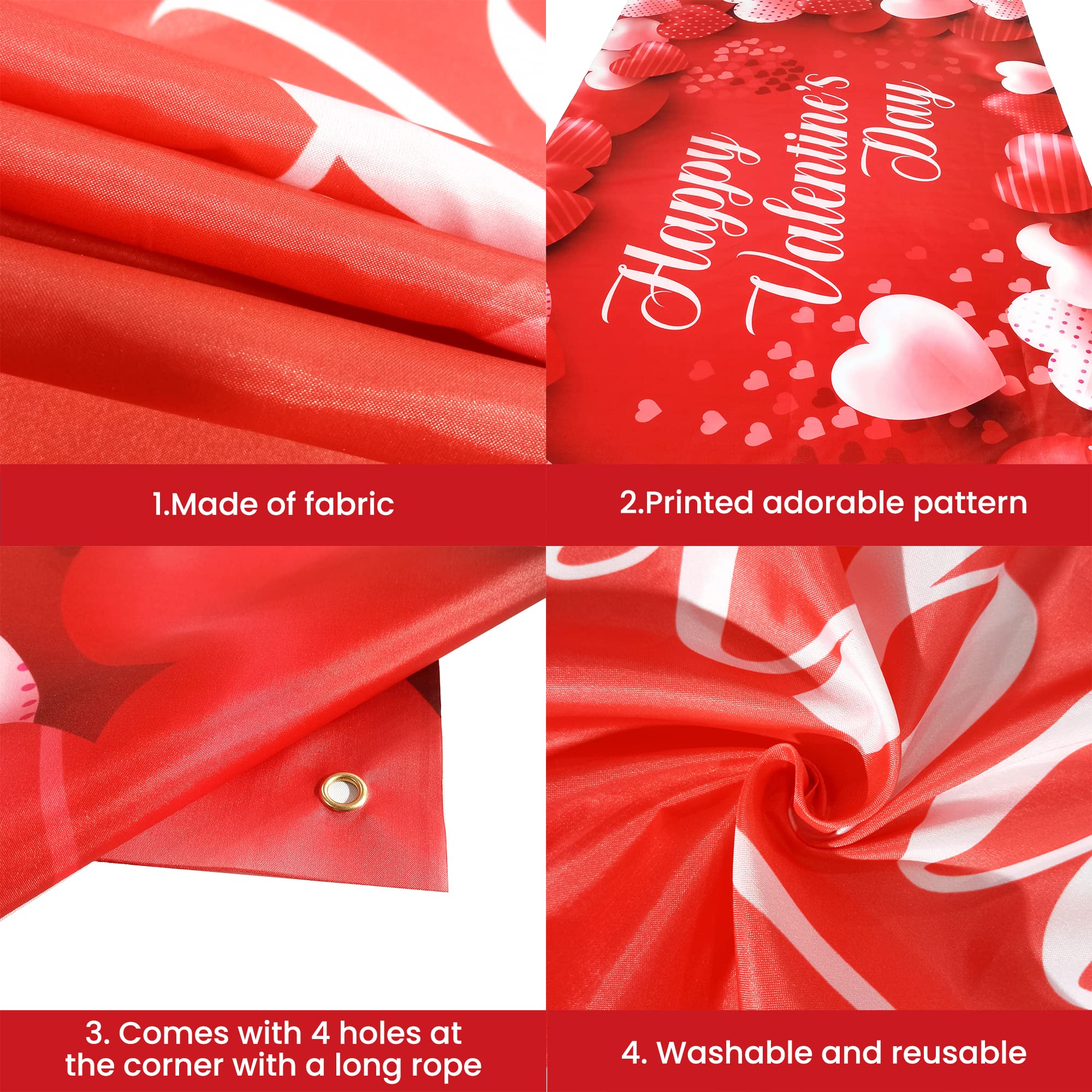 KatchOn Extra Large 72x44 Inch Valentine's Day Banner - Heart-Shaped Photography Backdrop for Party Decor, Wedding, Anniversary & Romantic Photo Shoot | Valentine's Day Decorations