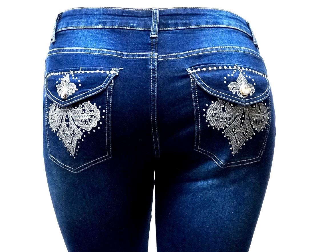 Jack David Women's Plus Size Stretch Denim Jeans - Blue/Black, Curvy Fit, Skinny/Bootcut/Cargo Styles with Flap Pockets | Perfect for Casual Wear, Work & Everyday Comfort