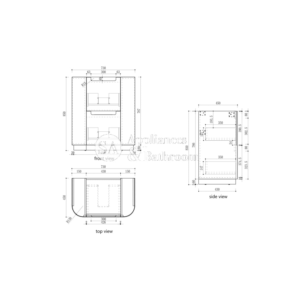 Aulic 750mm Varcelli Floor Standing Vanity with Solid Surface Top & Alpine White Finish - Modern Bathroom Vanity for Small Spaces, CA58 750 ST86FT | Perfect for Apartments, Guest Bathrooms & Powder Rooms