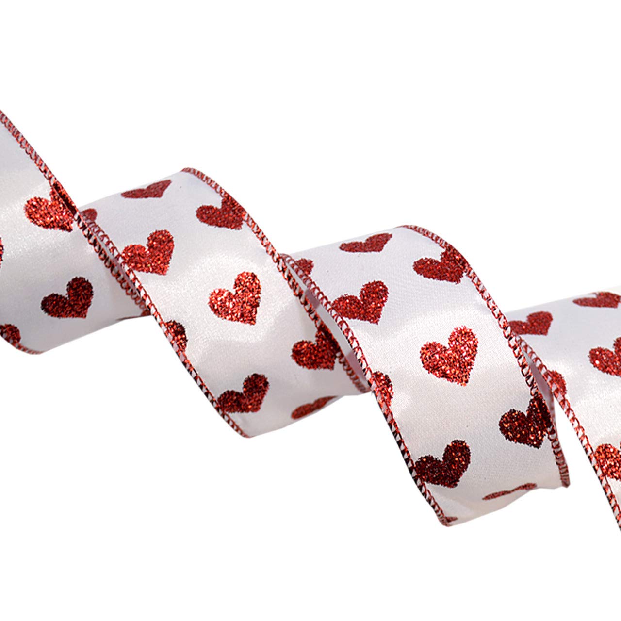 Morex 1.5 Inch x 100 Feet Wired Cherished Hearts Ribbon - Red (7114.40/33-609) for Gift Wrapping, Wedding Decorations & DIY Crafts