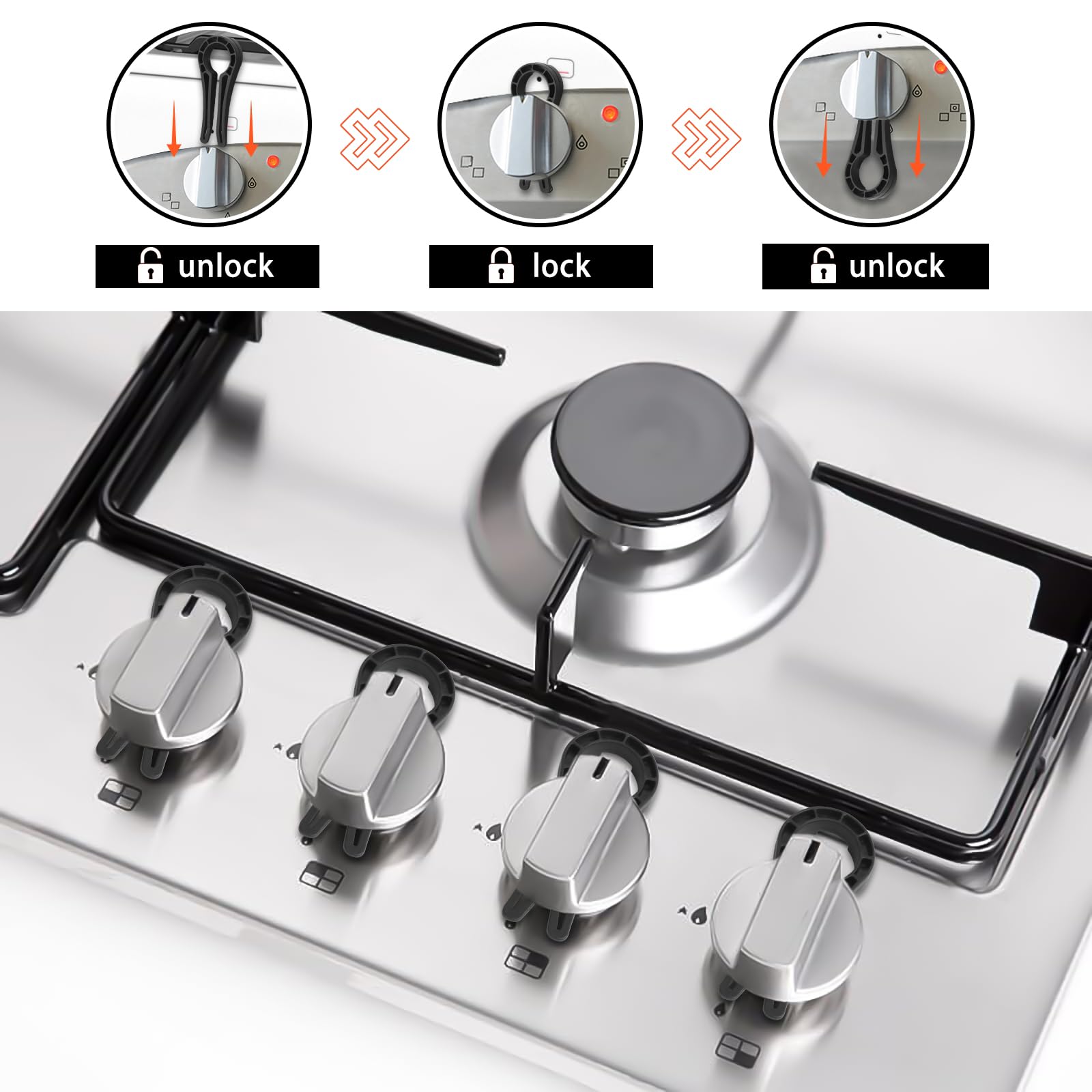 Gas Stove Knob Safety Locks - 5 Pack Child & Pet Proof Oven Knob Covers - Heat Resistant Black Stove Locks for Kitchen Safety - Perfect for Homes with Toddlers or Curious Pets