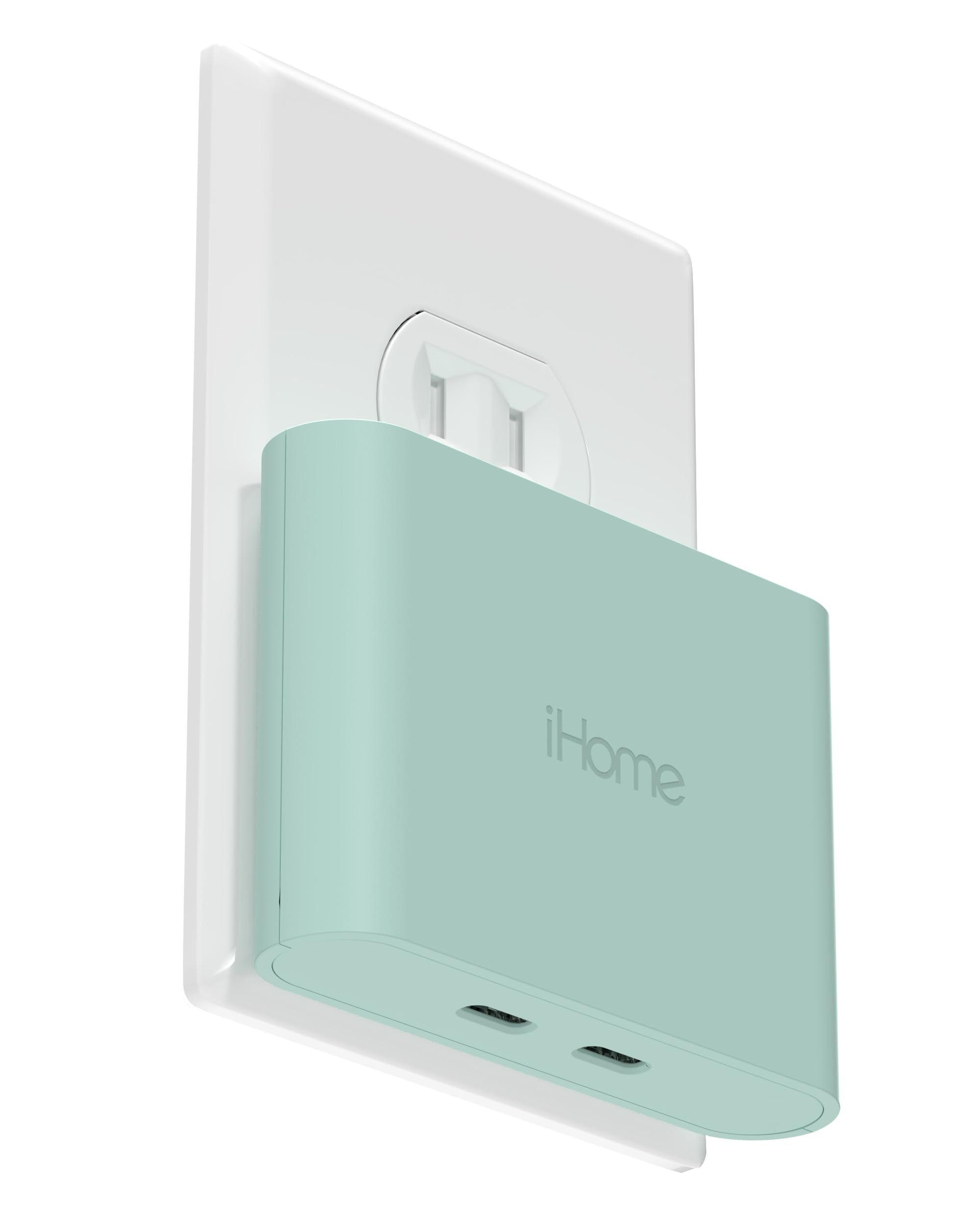 iHome Multiport 36W USB-C Charger - Dual Port Fast Charging Wall Adapter for iPhone 15/14/13, Samsung Galaxy, iPad & More | Compact Travel Charger for Home, Office & Car