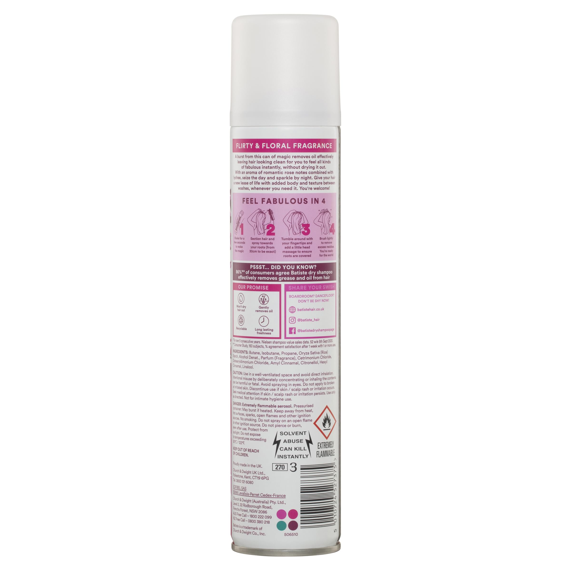 Batiste Dry Shampoo Blush Scent 6.73 oz (6-Pack) - Volumizing & Refreshing Hair Care for Women & Men - Perfect for Travel, Gym & Busy Mornings