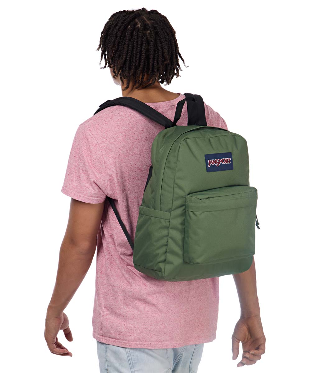 JanSport SuperBreak Plus Backpack - Cargo Green | Lightweight Durable School & Travel Backpack for Students & Commuters