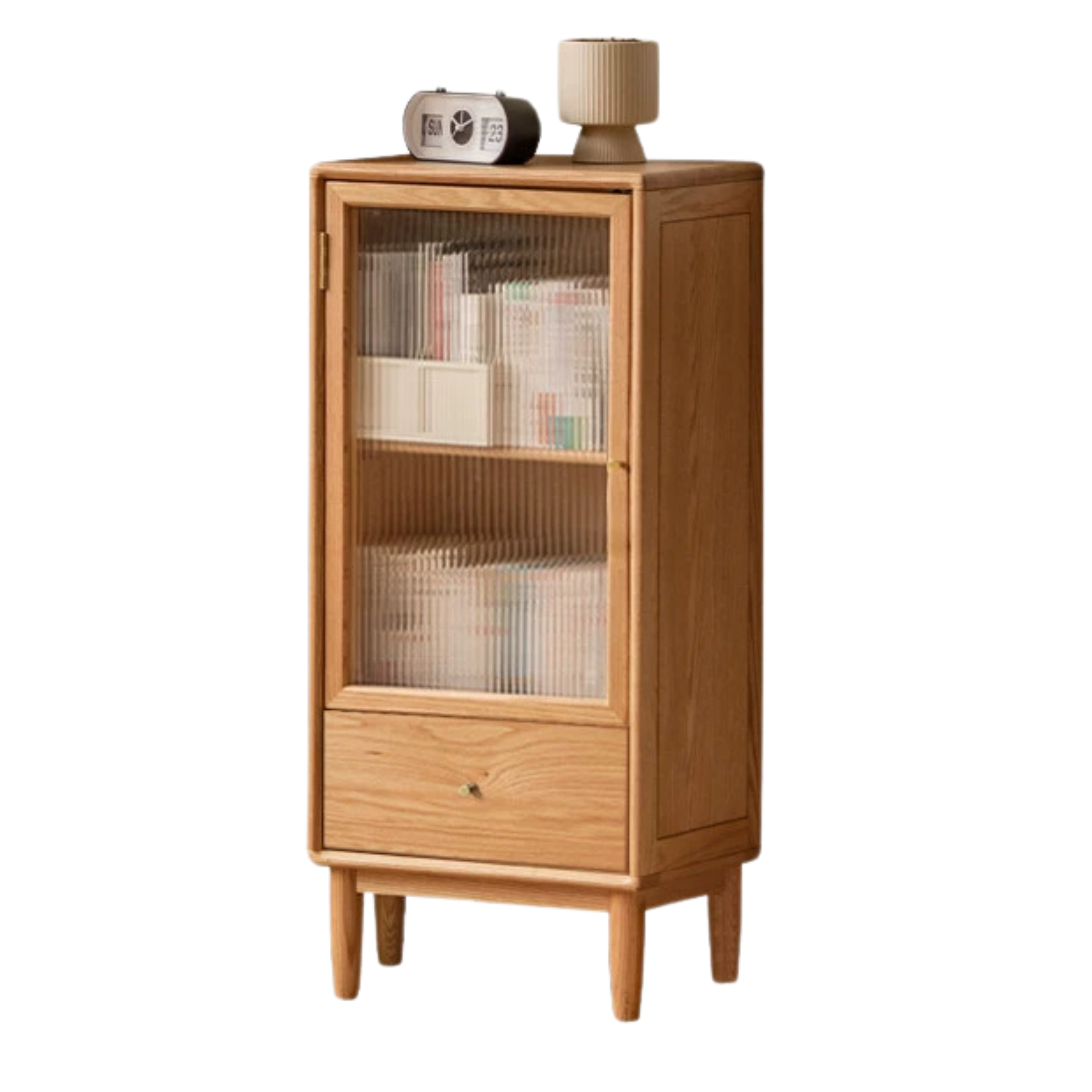 17.7x12.5x39.3 inch / 45x32x100 cm / Natural Wood Color / Oak high side cabinet with drawer (left door)