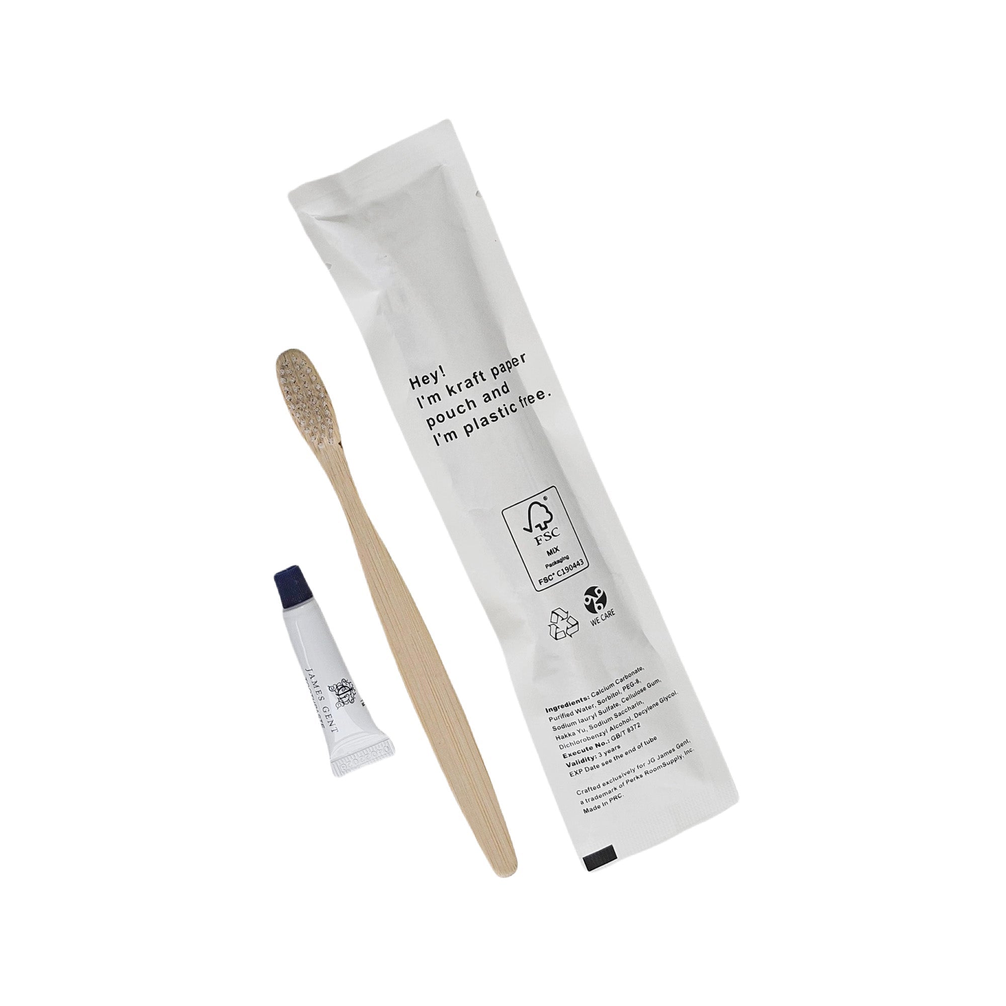 200/600 Pack James Gent Disposable Bamboo Toothbrushes with Toothpaste Set - Eco-Friendly, Biodegradable, Individually Wrapped - Perfect for Travel, Camping, Hotels & Emergency Kits