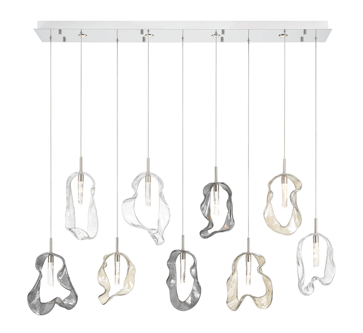 13-Light Modern Chandelier in Brushed Nickel Finish - Elegant Dining Room Lighting Fixture for Home Decor