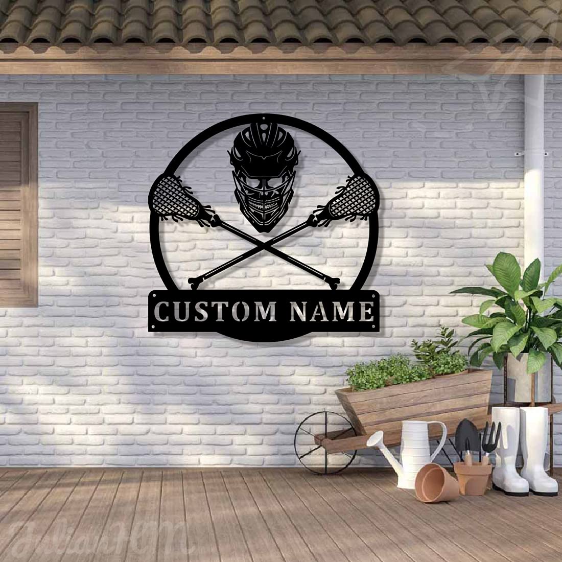 Custom Lacrosse LED Metal Wall Art - Personalized Monogram Lacrosse Decor with Lights - 18x18 Inch Sports Wall Sign for Bedroom, Man Cave & Game Room Decor