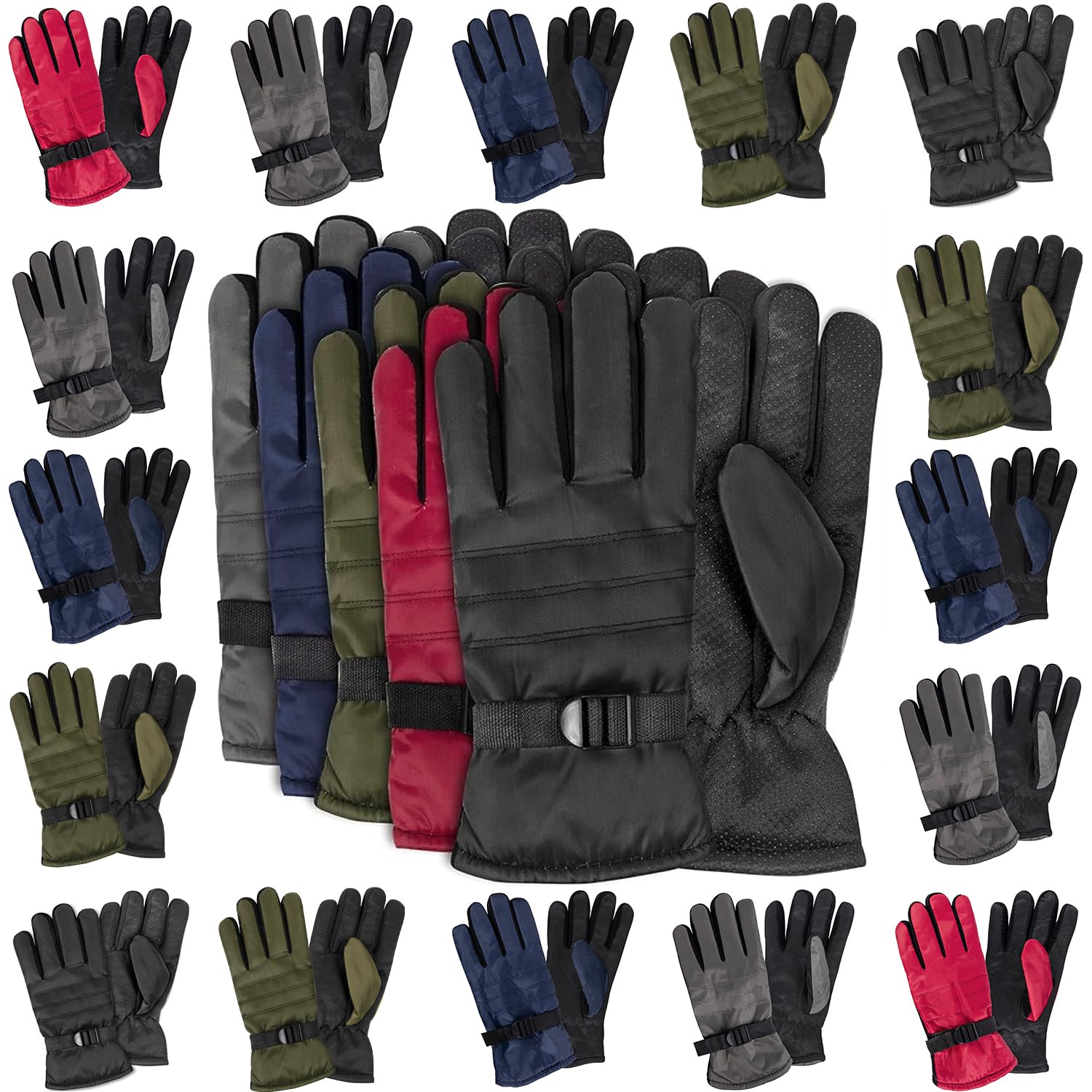 50 Pairs Bulk Waterproof Winter Gloves for Adults - Thermal Insulated Unisex Gloves for Extreme Cold Weather | Perfect for Homeless Shelters, Outdoor Workers & Winter Sports