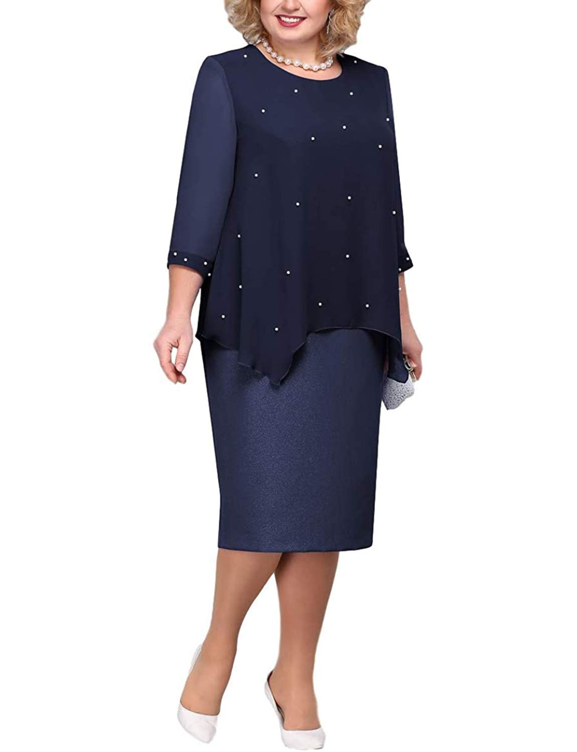 Vkissdress Women's Plus Size Beaded Mother of The Bride Dress & Prom Gown - Elegant Formal Occasions, Wedding Guest Attire, Special Events