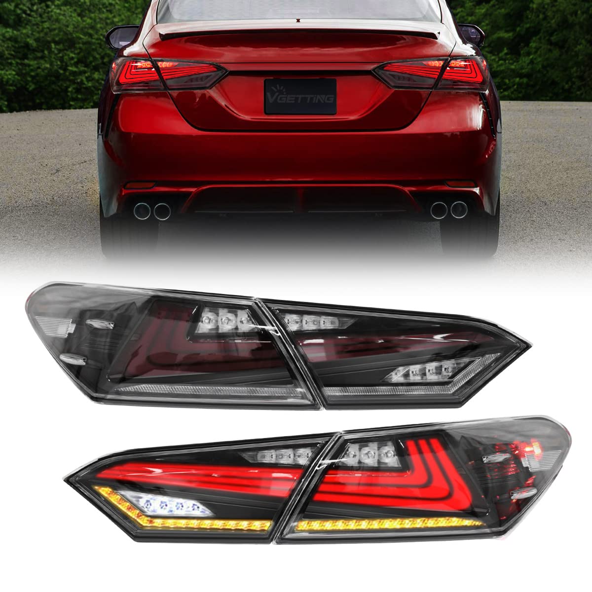 LED Tail Lights for Toyota Camry 2018-2022 - Rear Taillight Assembly with Turn Signal, DRL, Reverse & Brake Light - Clear Lens - Upgrade Your Car's Style & Safety for Night Driving and Daily Commutes