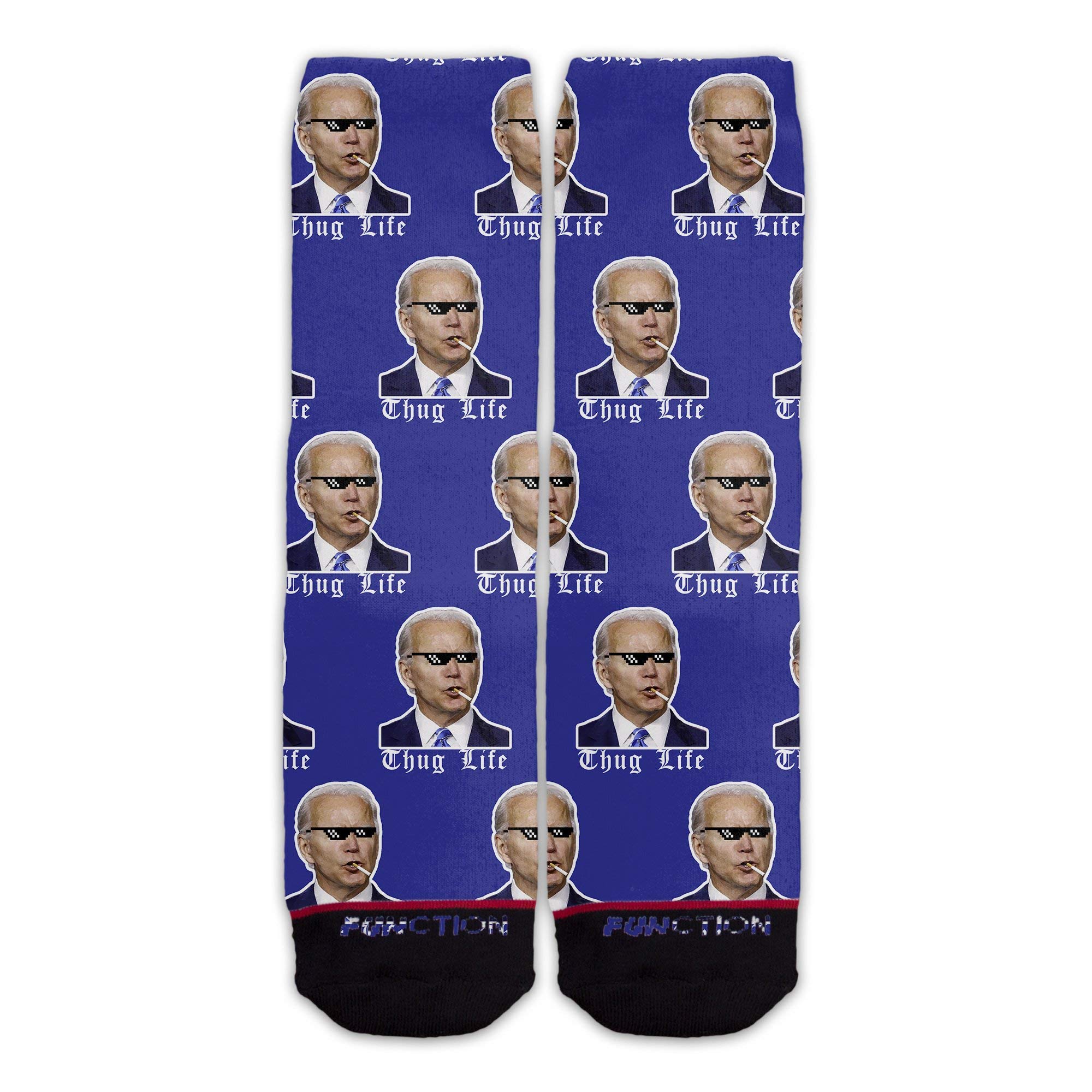 Thug Life Joe Biden Socks - 2020 Election President Vote for America USA - Unisex Mid Calf Crew Socks for Men & Women - Perfect for Political Supporters, Gifts, and Patriotic Fashion