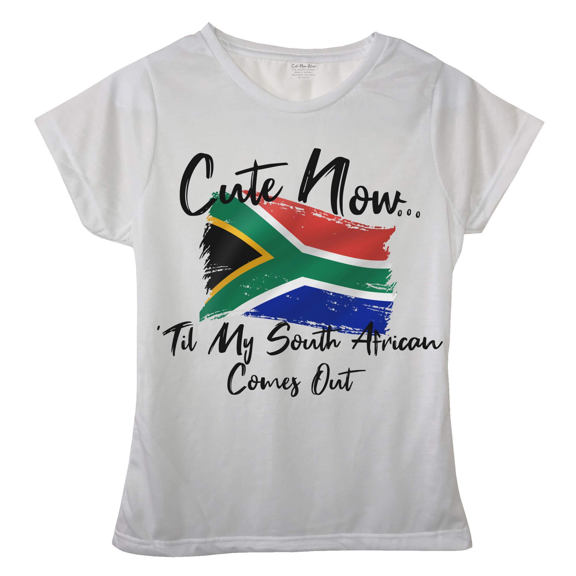 Stylish Women's South Africa Flag T-Shirt - White Short Sleeve Tee Sizes S-XXL - Perfect for Travel, Cultural Events & Patriotic Outfits