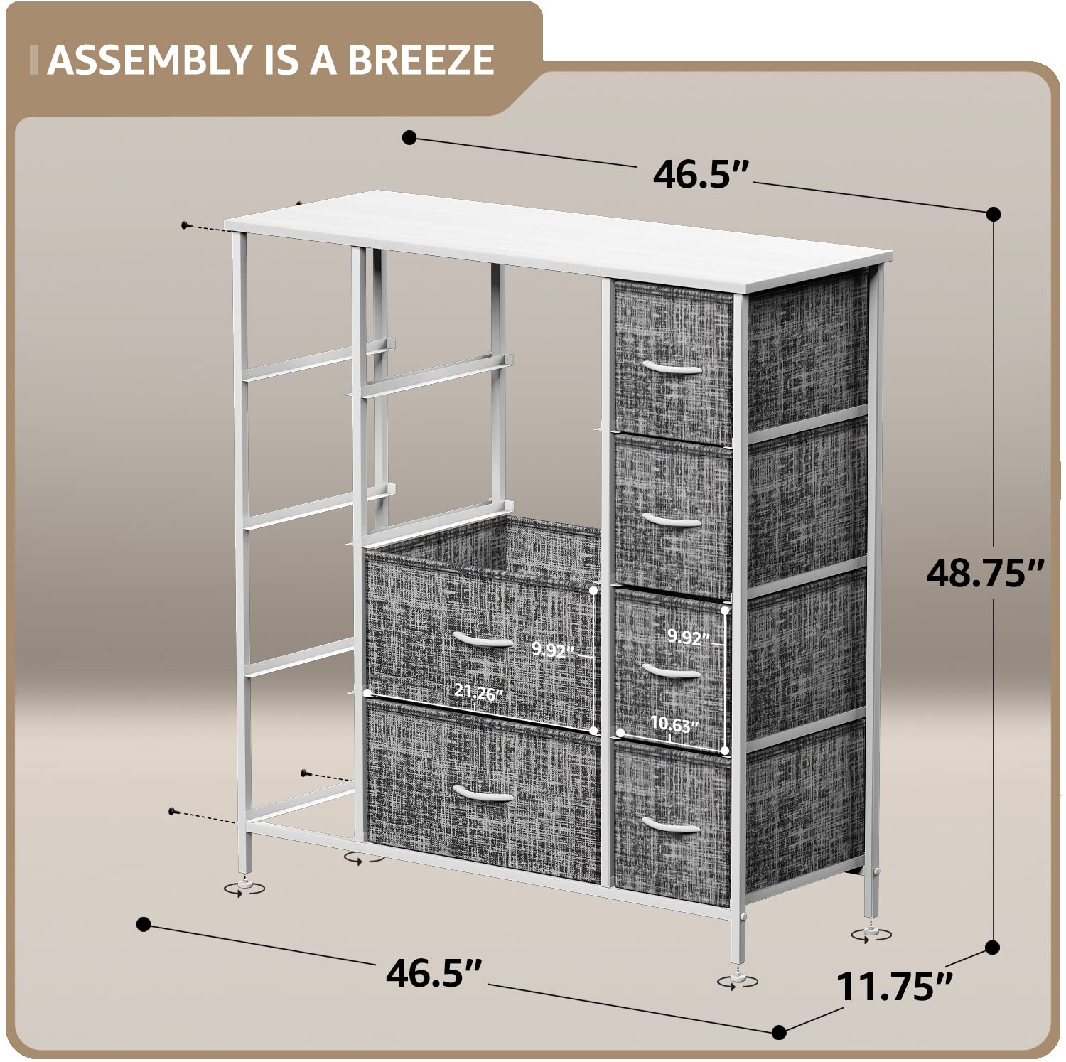 Sorbus 12-Drawer Dresser with Steel Frame & Wood Top - Large Storage Chest Organizer with Easy Pull Fabric Bins for Clothes - Perfect for Bedroom, Hallway, Living Room, Nursery & Closet Organization - Sturdy Storage Furniture for Home & Office Use