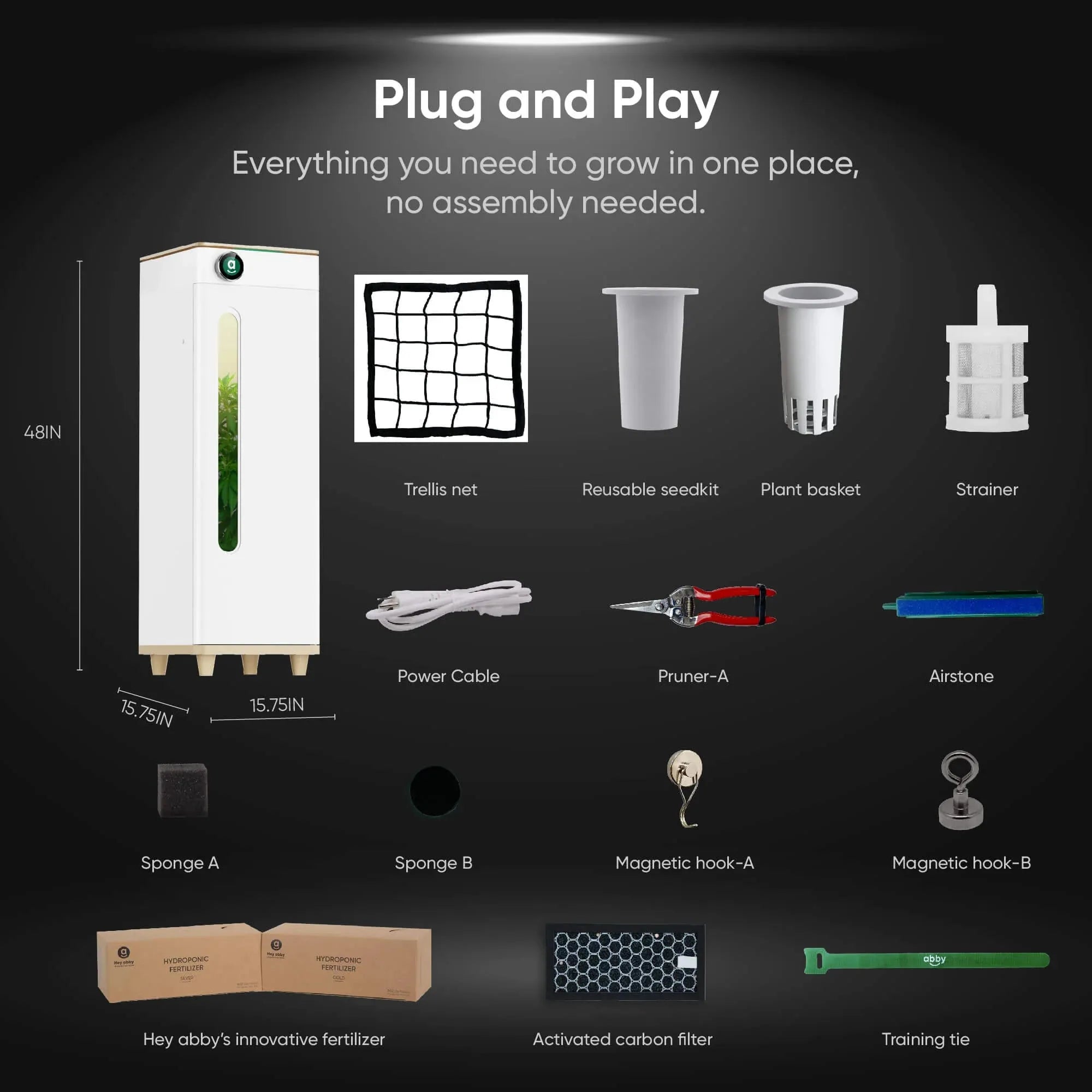 Hey abby OG Automated Grow Box System - Indoor Hydroponic Garden Kit with 3 Month Subscription | Perfect for Home Gardening, Herbs & Vegetables