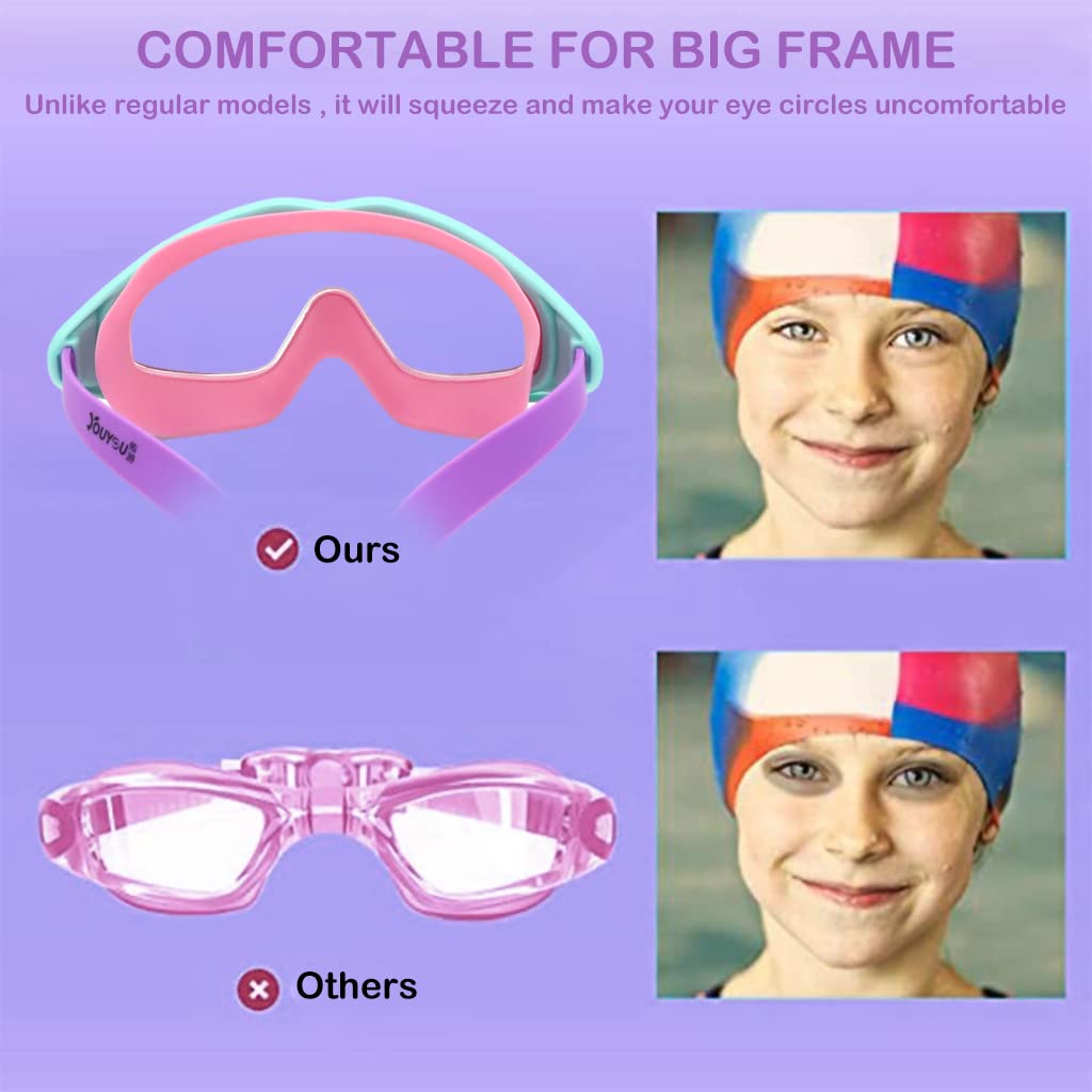 **Kids Swimming Goggles - Big Frame, Leakproof & UV Protection - Perfect for Pool, Beach & Swim Lessons**