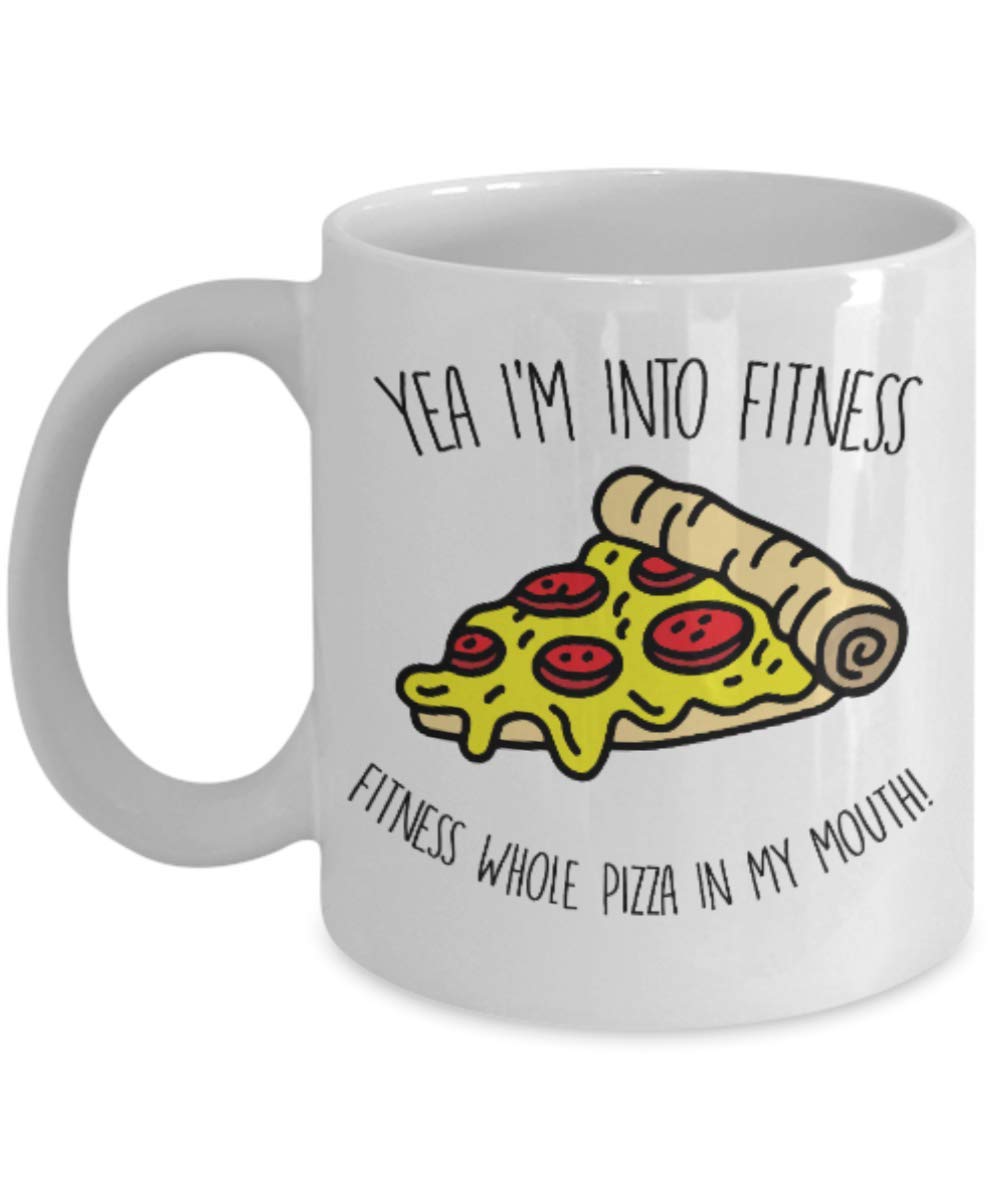 Fitness Lovers Coffee Mug - 'Yea I'm Into Fitness' Funny Gym Humor White Porcelain Tea Cup 11oz - Perfect for Gym Enthusiasts, Workout Motivation & Coffee Lovers - Great Gift for Birthday, Christmas & Office Use