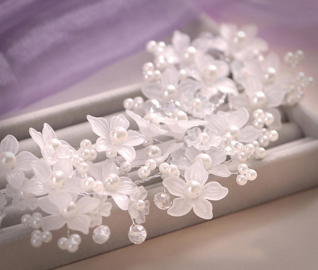 KAMAY'S® Handmade Pearl Bridal Hair Accessories – Elegant Floral Headband for Weddings, Bridal Shower & Special Occasions | Wedding Hair Jewelry & Headdress