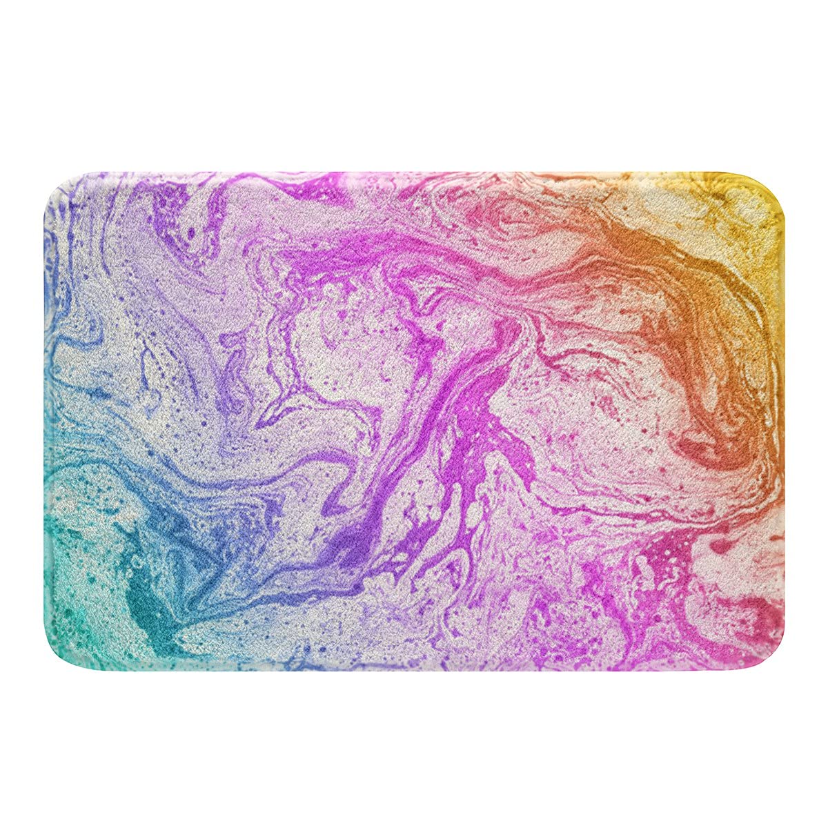 Non-Slip Marble Bath Rug - Water Absorbent Luxury Bathroom Mat for Kids & Adults, Soft Abstract Art Carpet (16