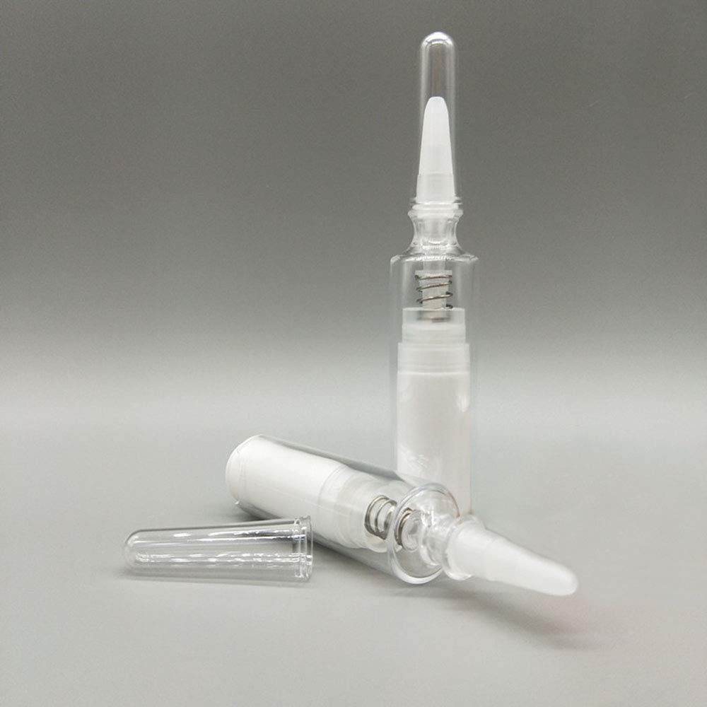 AKOAK 5ml Reusable Push-Type Vacuum Essence Bottles - Pack of 2 Plastic Ampoule Containers for Skincare, Serums & Essential Oils | Travel-Friendly & Leak-Proof Design